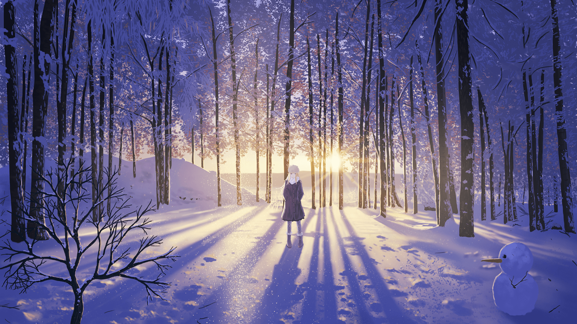 Anime Girl, Snow, Winter, Forest Anime, HD Wallpaper