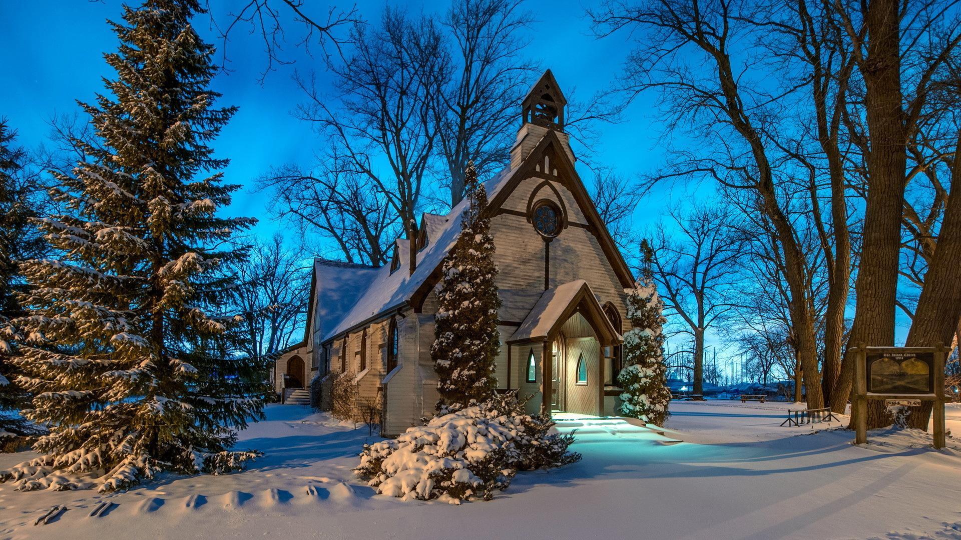 Churches in Winter HD Wallpaper