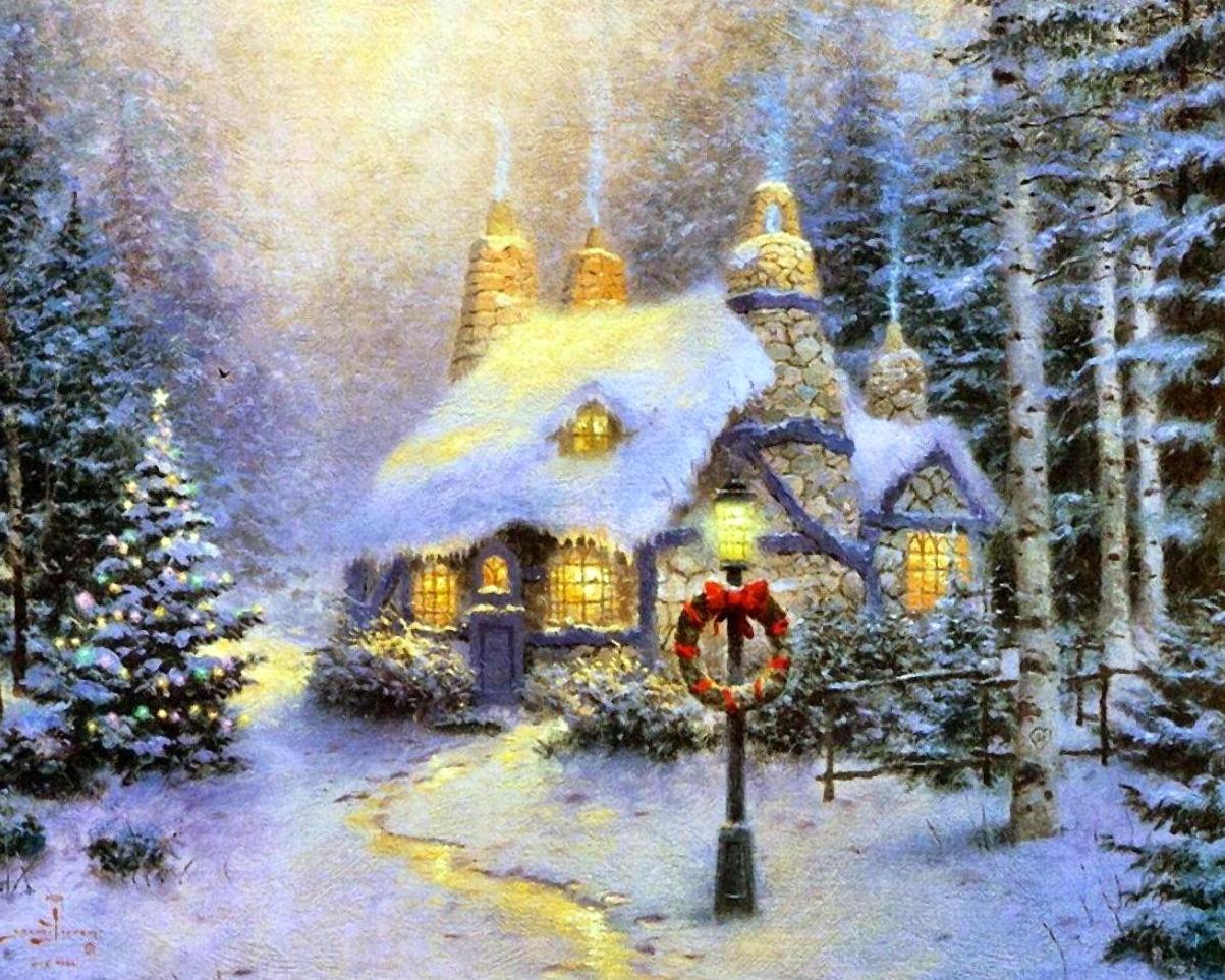 Christmas Cottage 1920X1080 HD Wallpaper