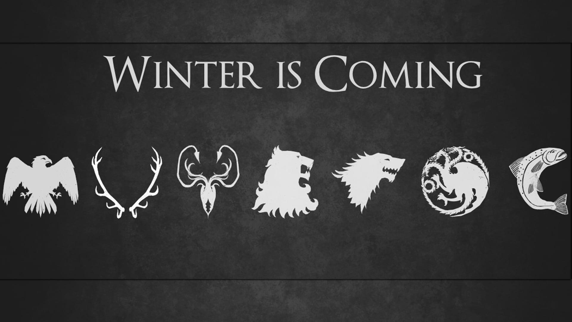 Winter is coming illustration, Game of Thrones, sigils
