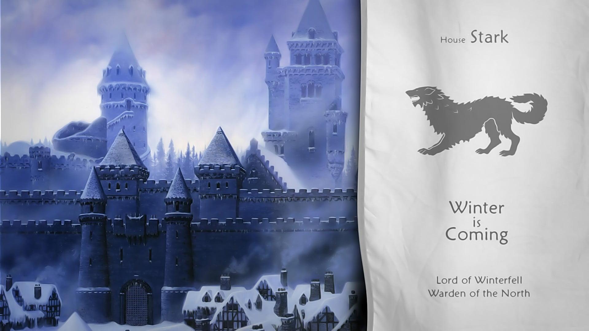Stark Winter Is Coming poster, Game of Thrones, castle