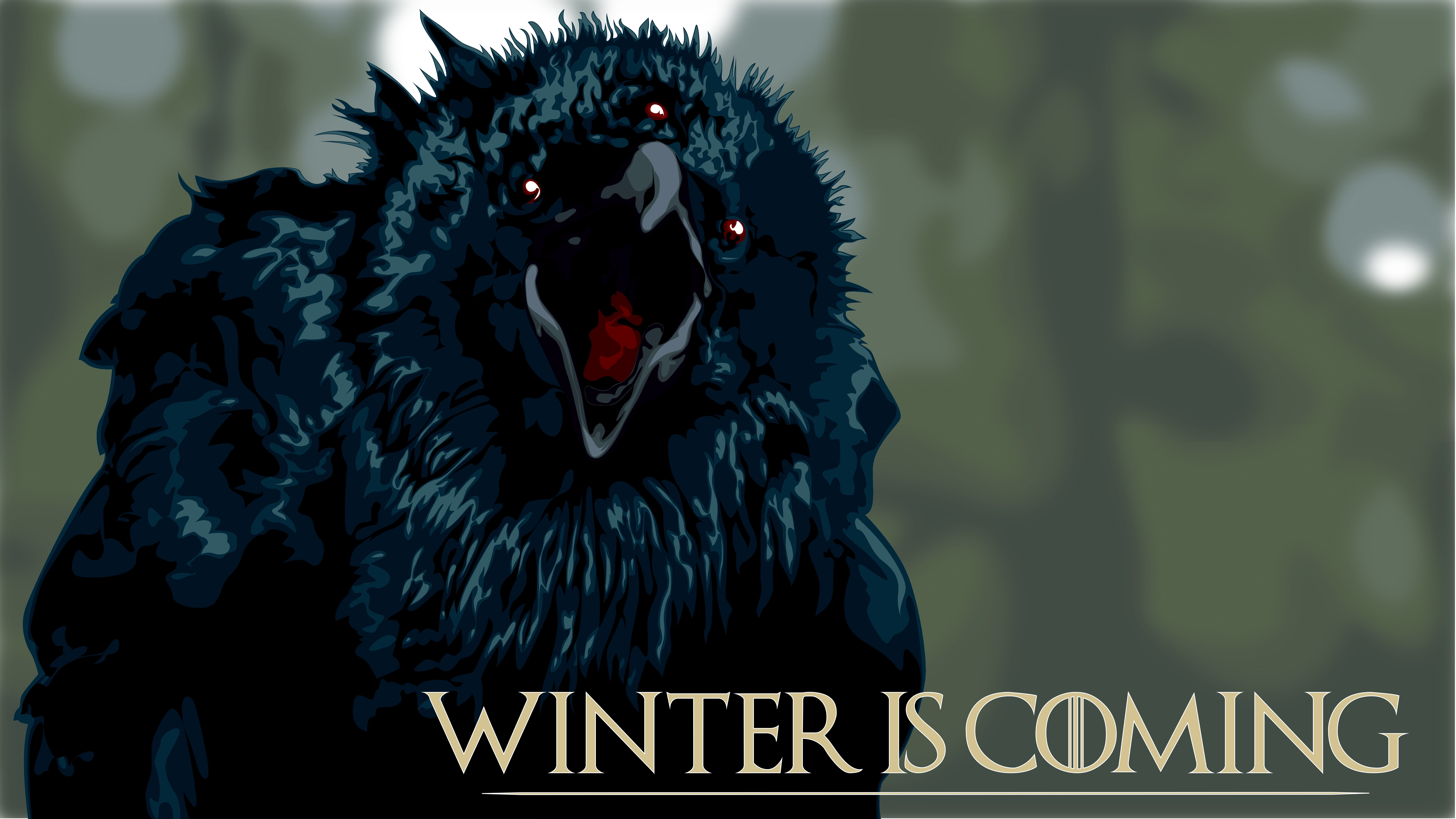 Raven with text overlay, Game of Thrones, Winter Is Coming
