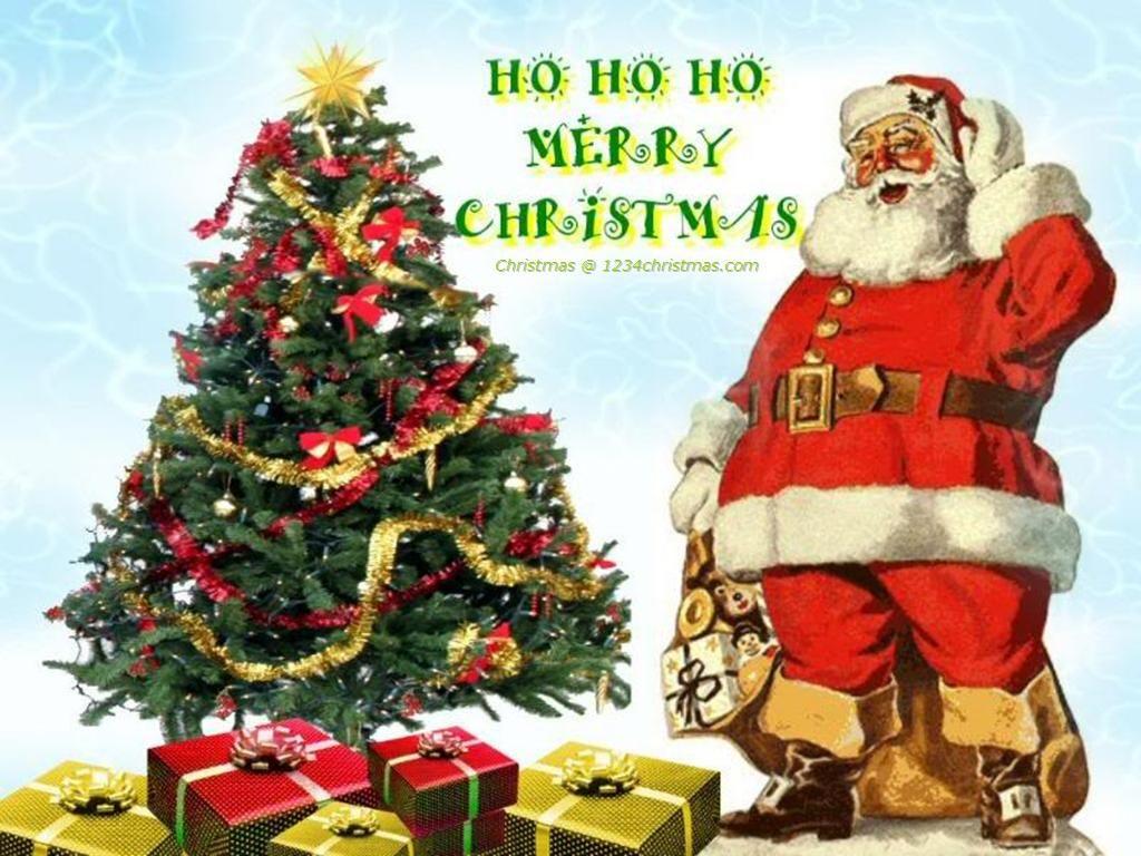 Christmas Tree Santa Claus HD Wallpaper. Christmas tree wallpaper, Santa claus christmas tree, Christmas greetings