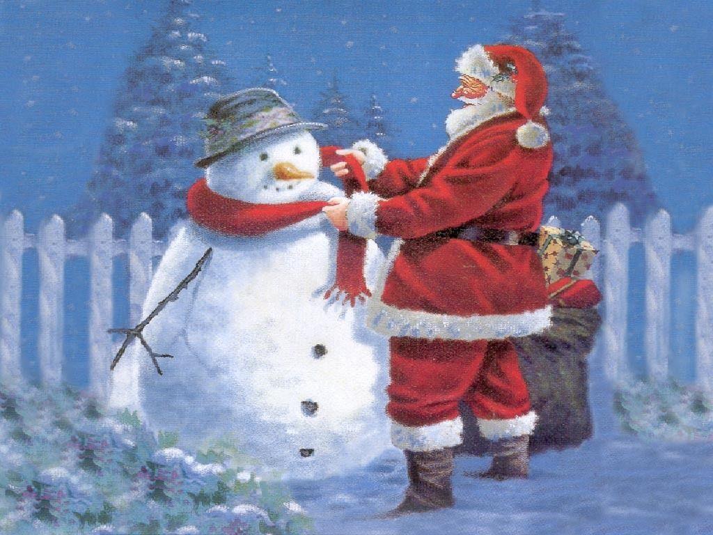 Christmas time. Christmas. Snowman wallpaper, Santa claus