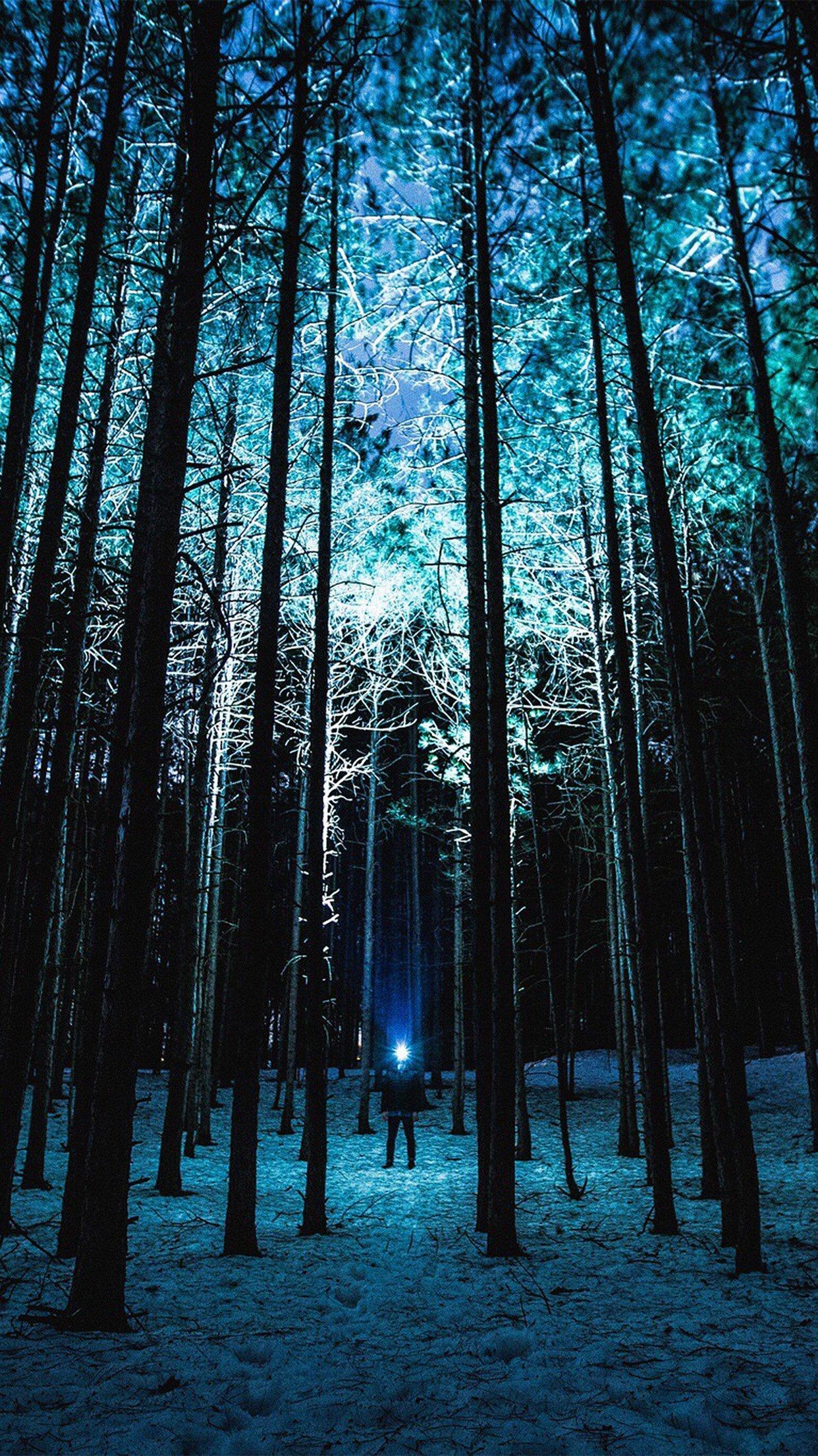 Wood Mountain Nature Blue Night Android wallpaper