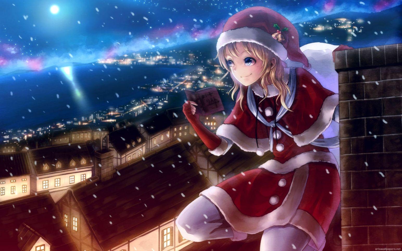 Anime Christmas Girl High Quality Wallpaper HD. Wallpaper