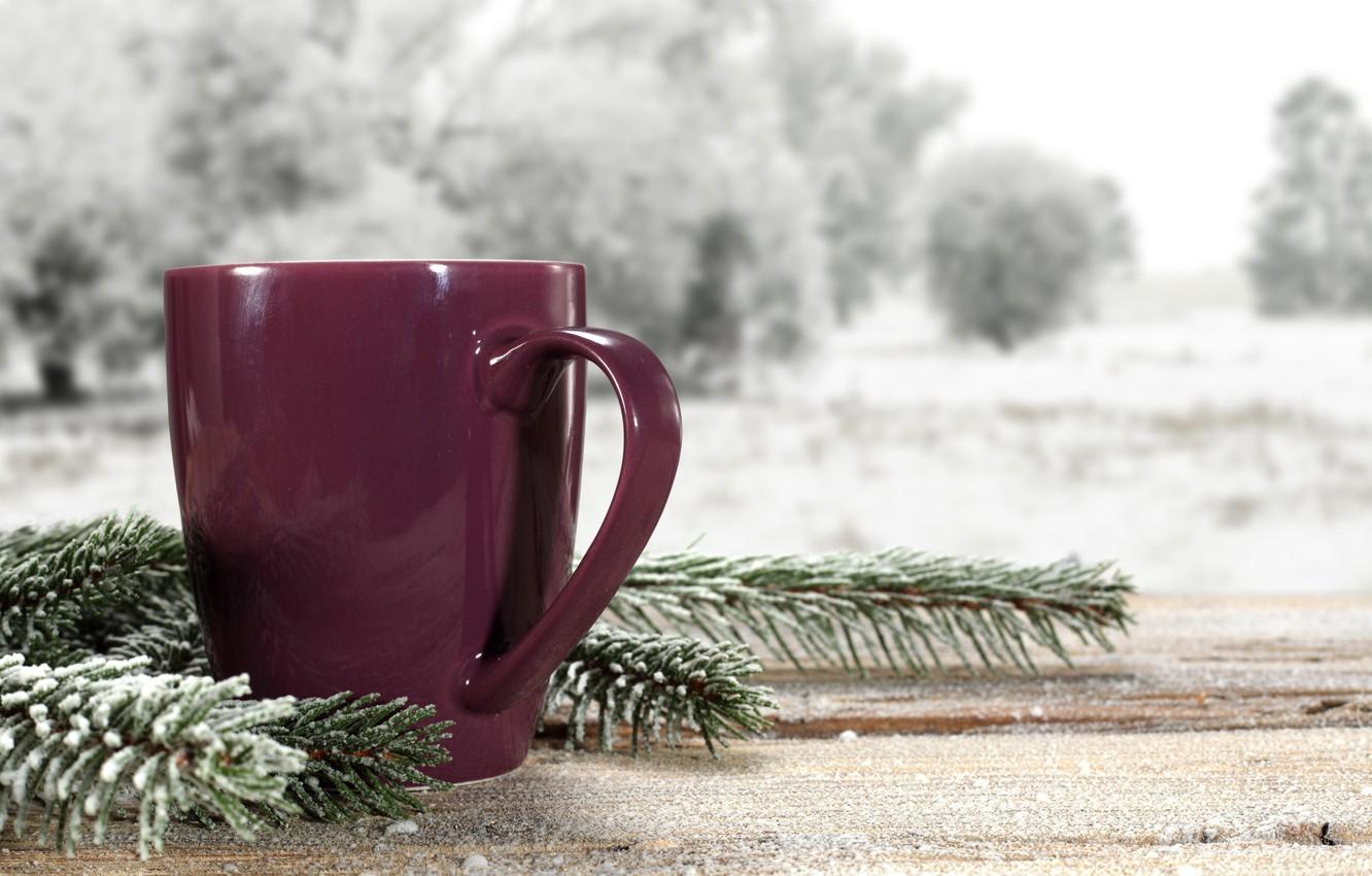 Wallpaper winter, snow, landscape, nature, coffee, Cup