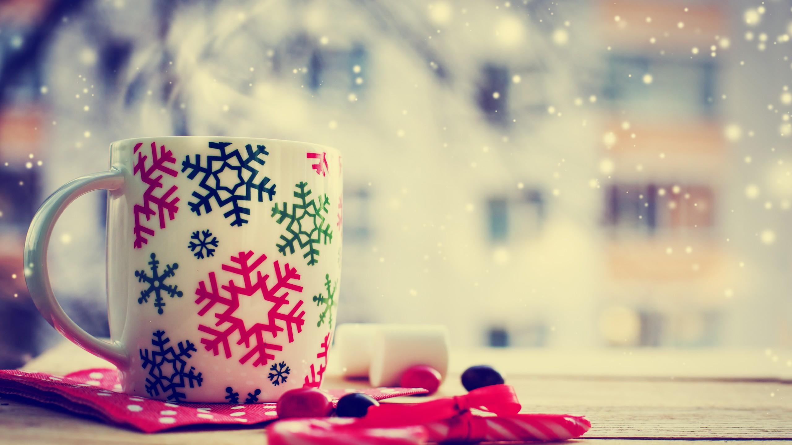 Wallpaper Christmas, cup, tea, winter, Holidays