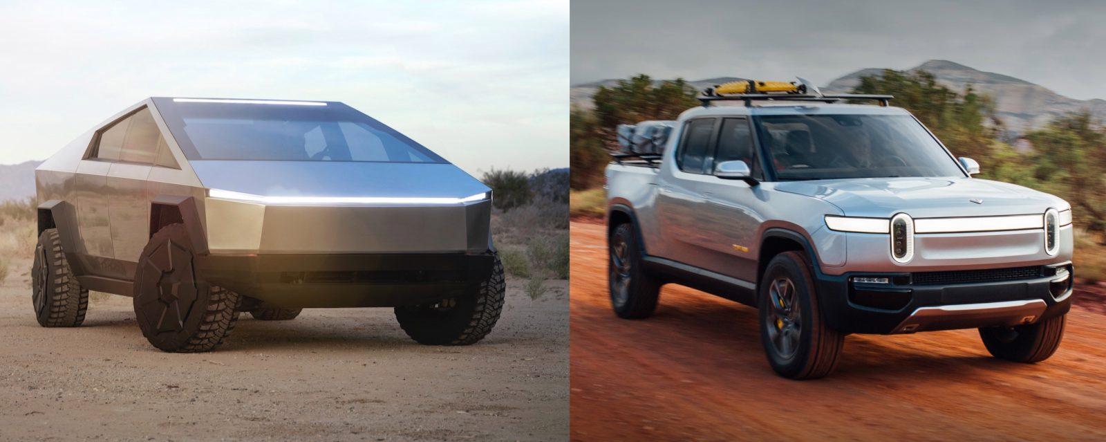 Tesla Cybertruck vs. Rivian R1T electric pickup comparison