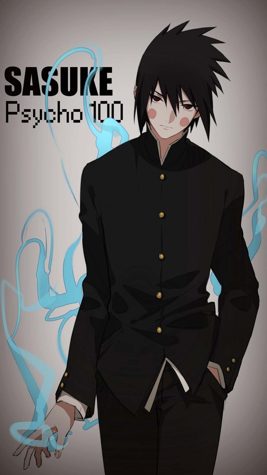 Download 1080x1920 Mob Psycho 100, Uchiha Sasuke, Crossover