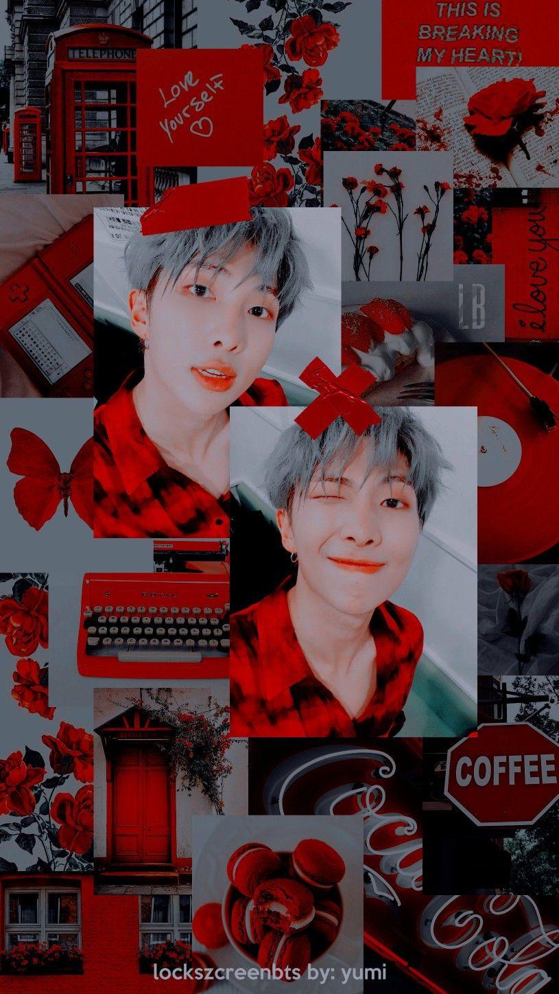 Namjoon Red Aesthetic Wallpaper / Credits to twitter