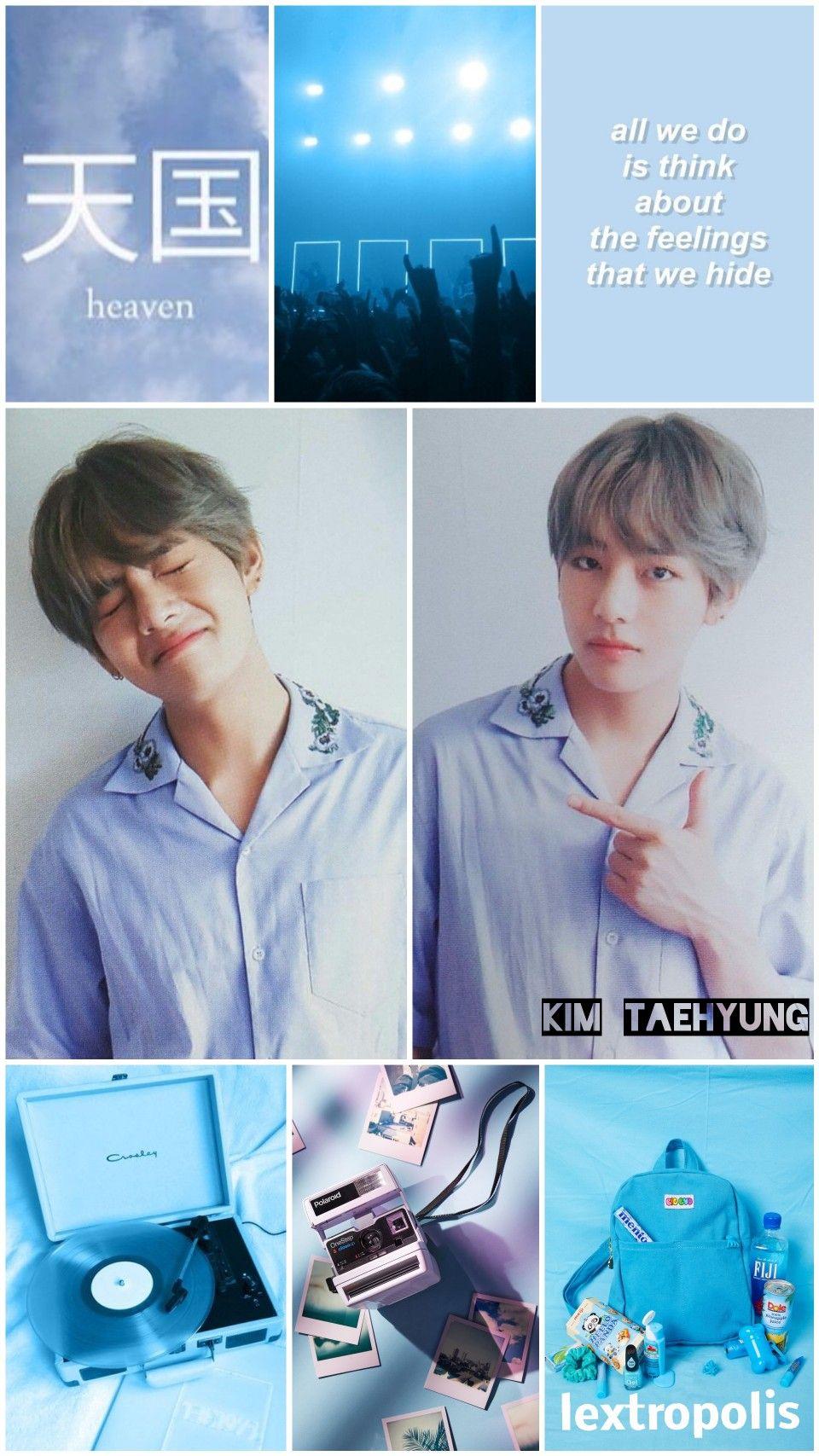 Taehyung Pastel Blue Aesthetic Wallpaper. Gambar, Romansa, Wattpad