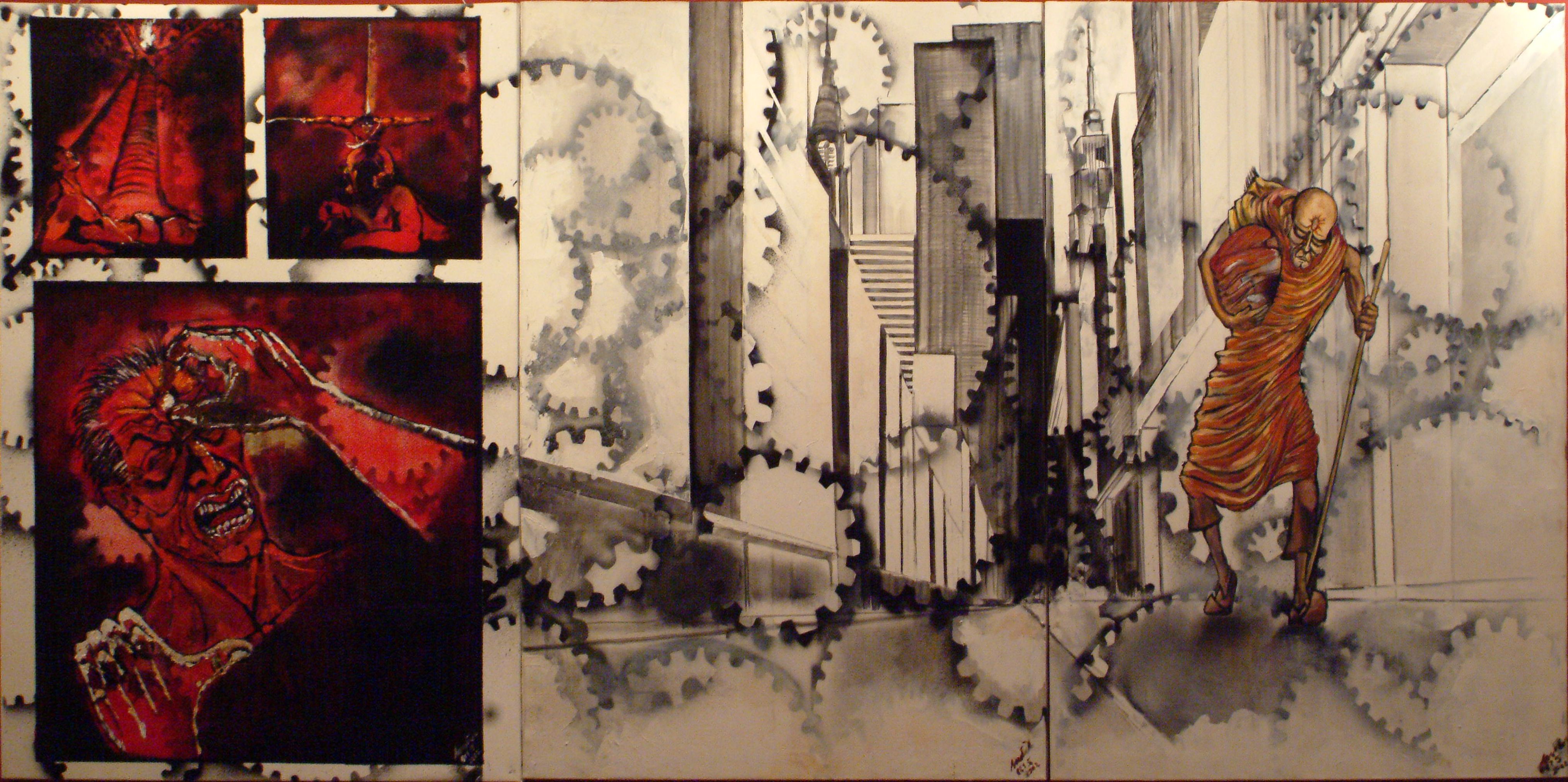 ASHWATTHAMA Oil on Canvas, triptych, 108 x 48 Ashwatthama