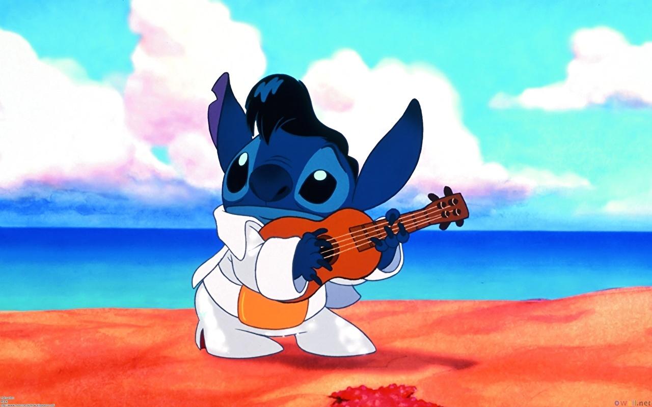 Wallpaper Disney Lilo & Stitch Guitar Cartoons