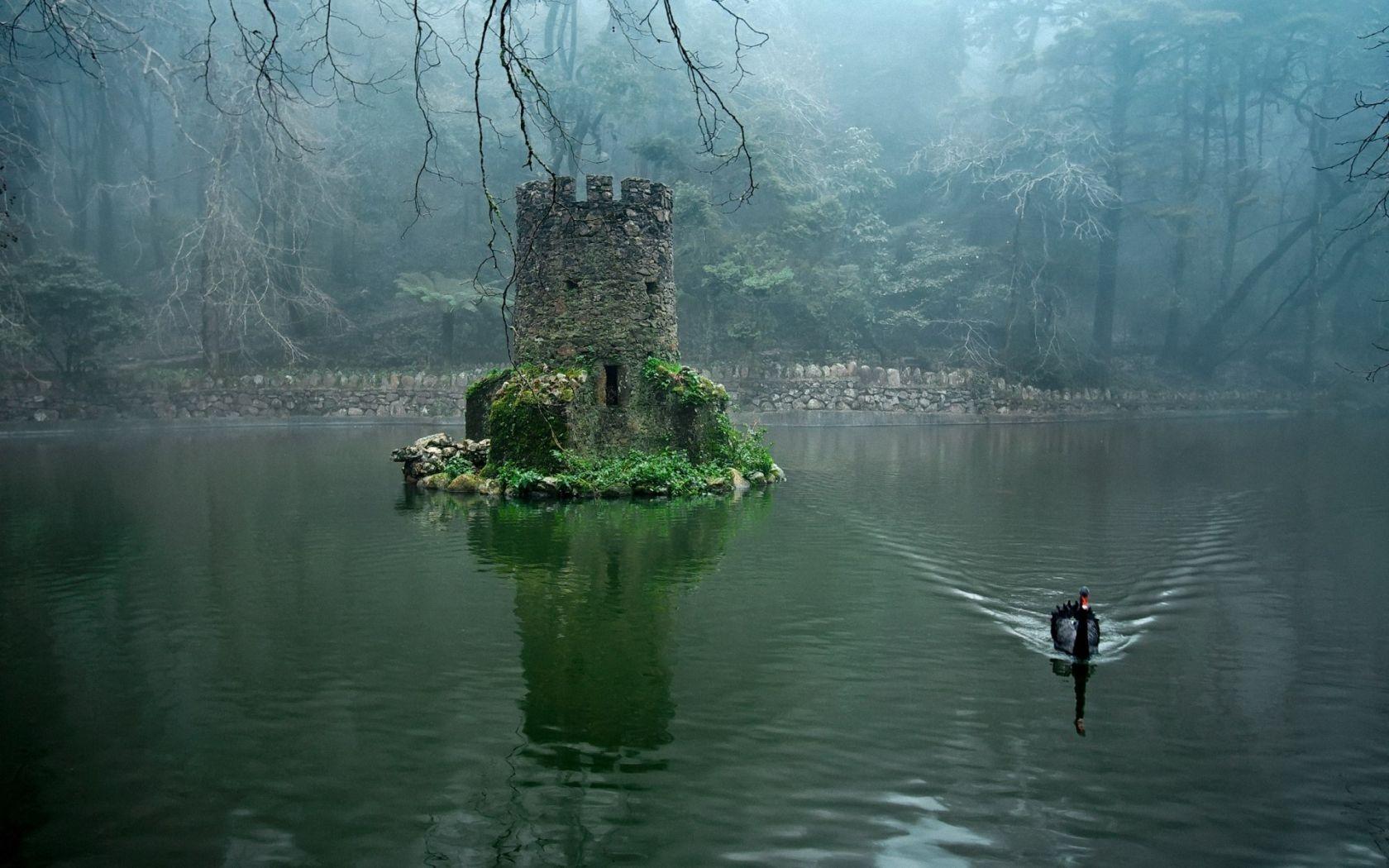 Duck house in the Pena Palace Gardens, Sintra, Portugal