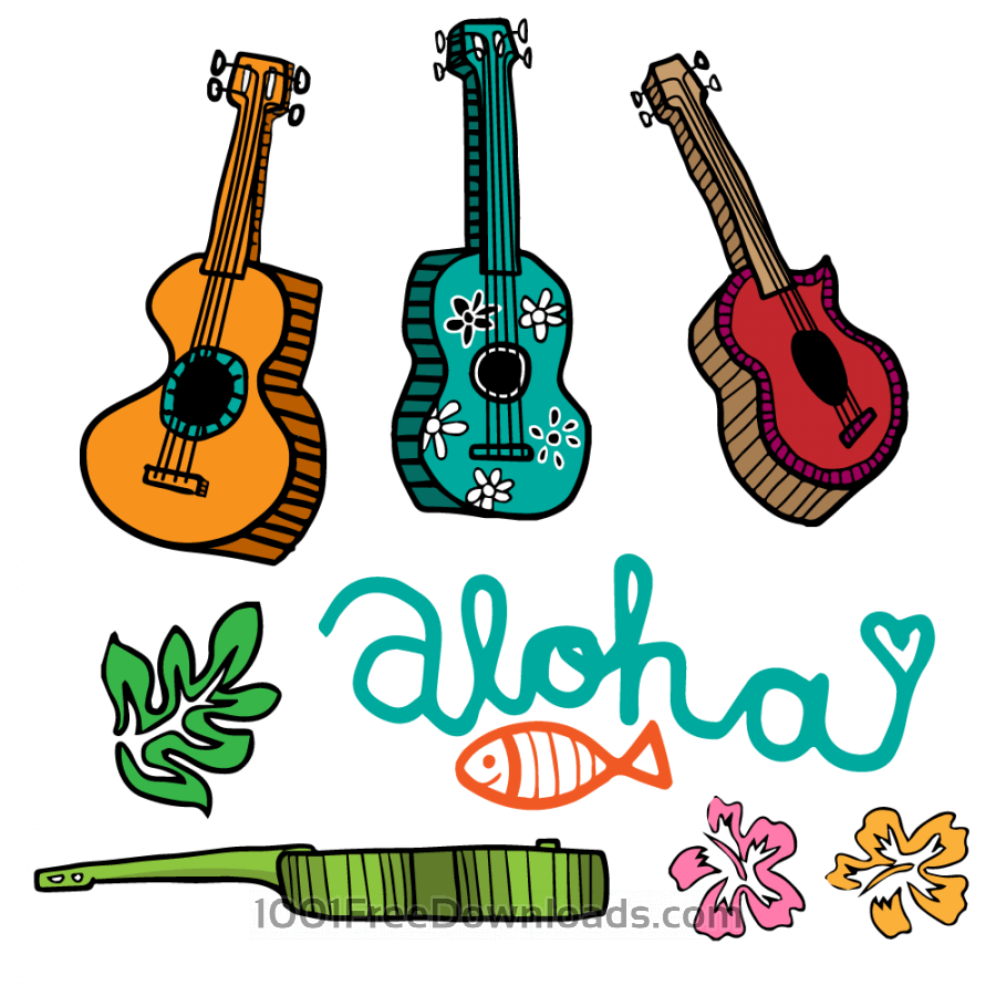 Free Vectors: Colorful Cartoon Ukulele Vectors