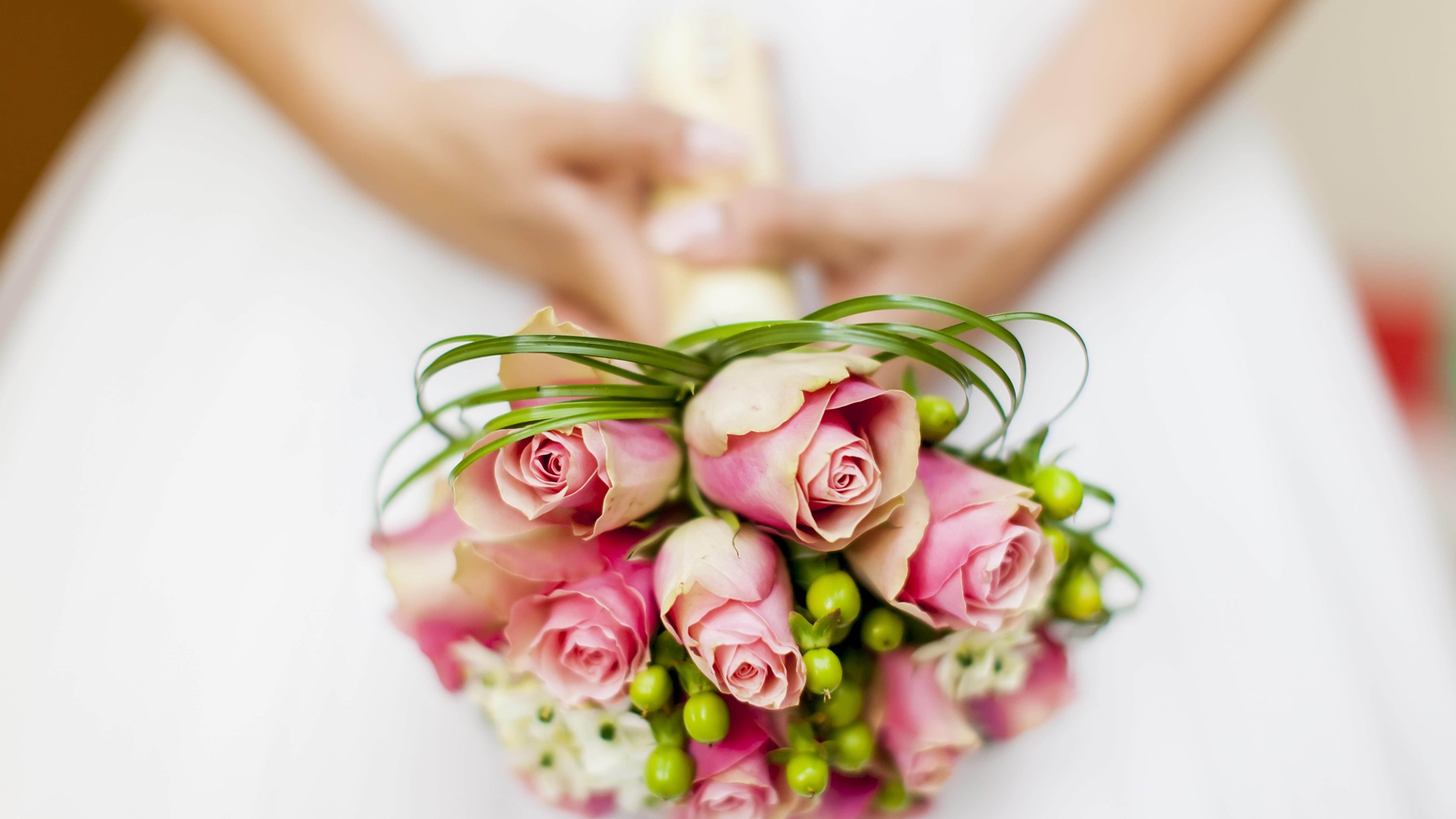 Wallpaper Wedding Flowers, Wedding Bouquet, Bride, HD, 4K