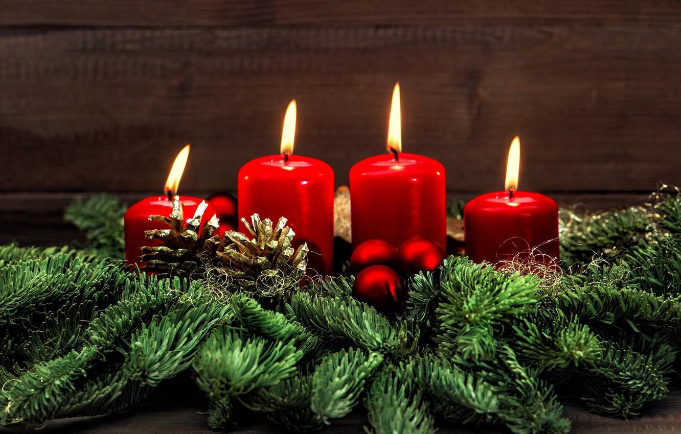 Wallpaper new year, Christmas, candles, red candles image