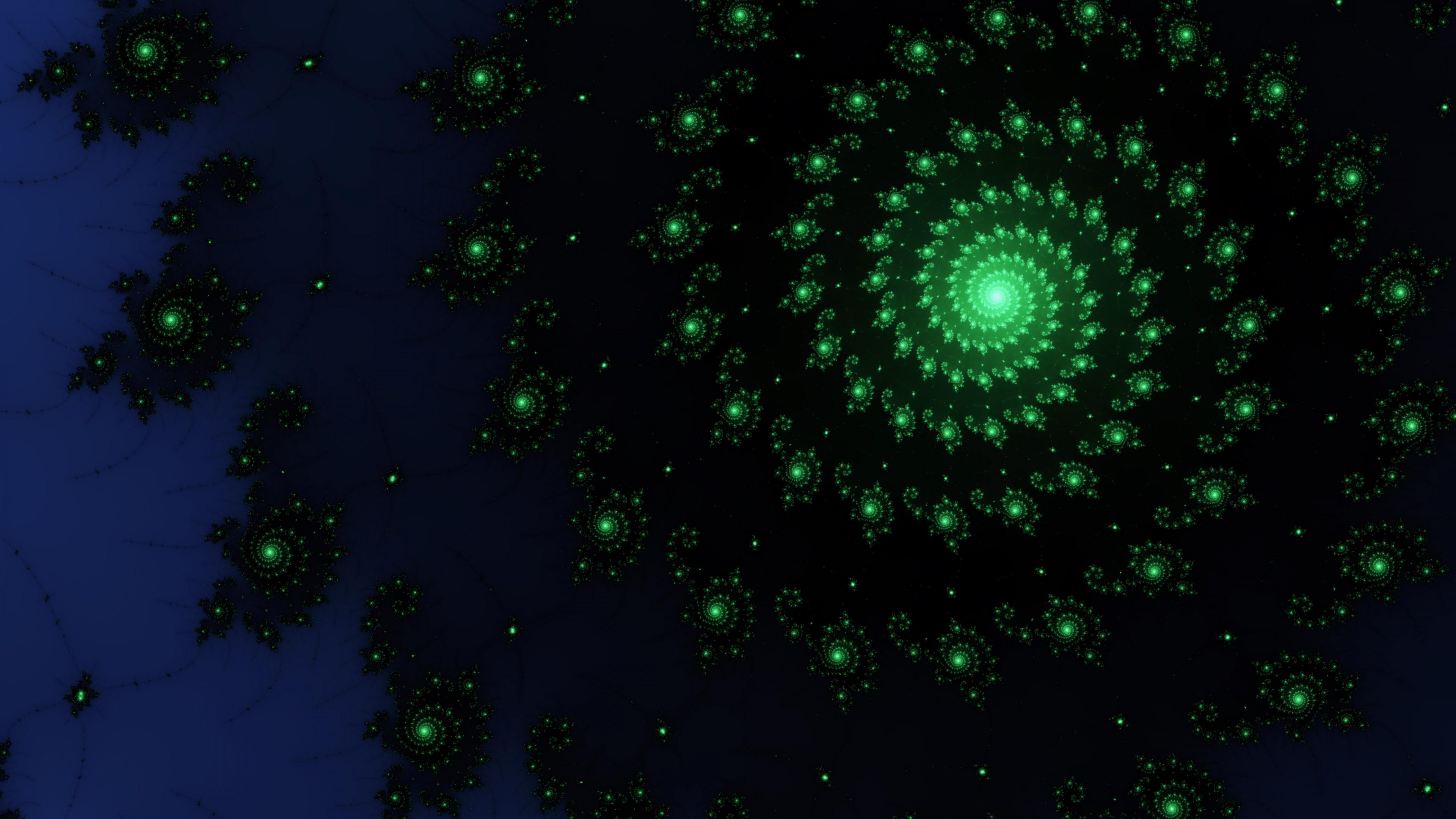 3D Green Spiral Galaxy Wallpaper for Desktop and Mobile 4K