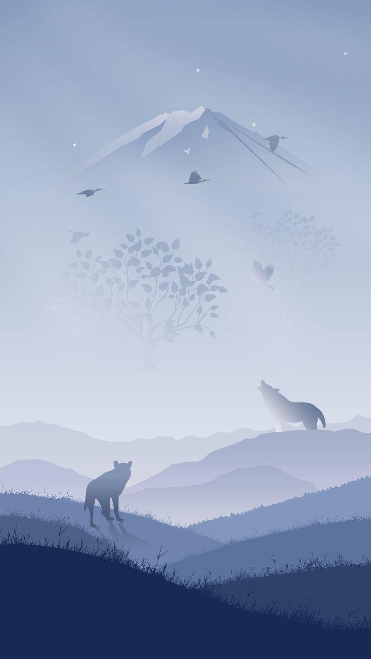 Wolves In Winter Art IPhone Wallpaper. Minimalist