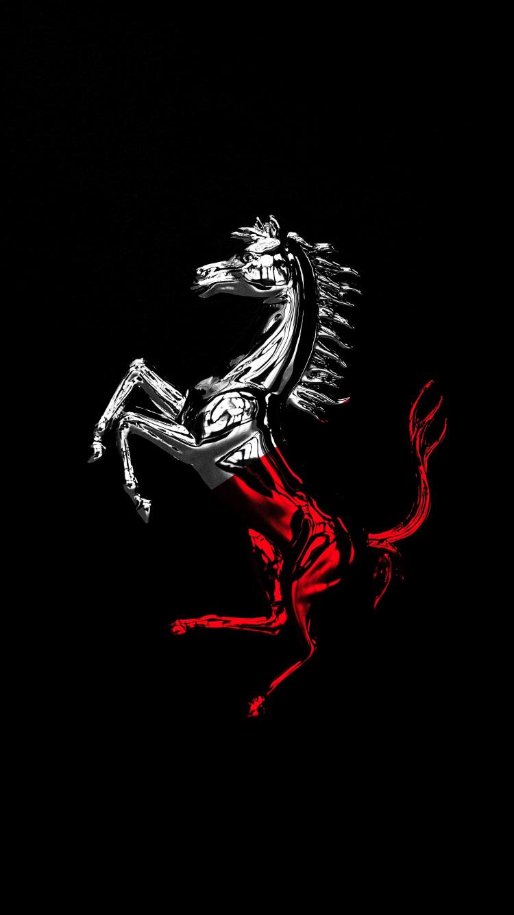 Download 750x1334 wallpaper horse, ferrari, logo, minimal