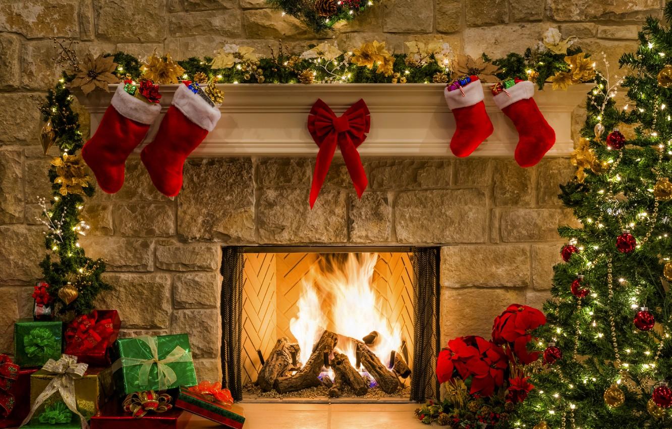 Wallpaper decoration, lights, lights, tree, fire, holiday