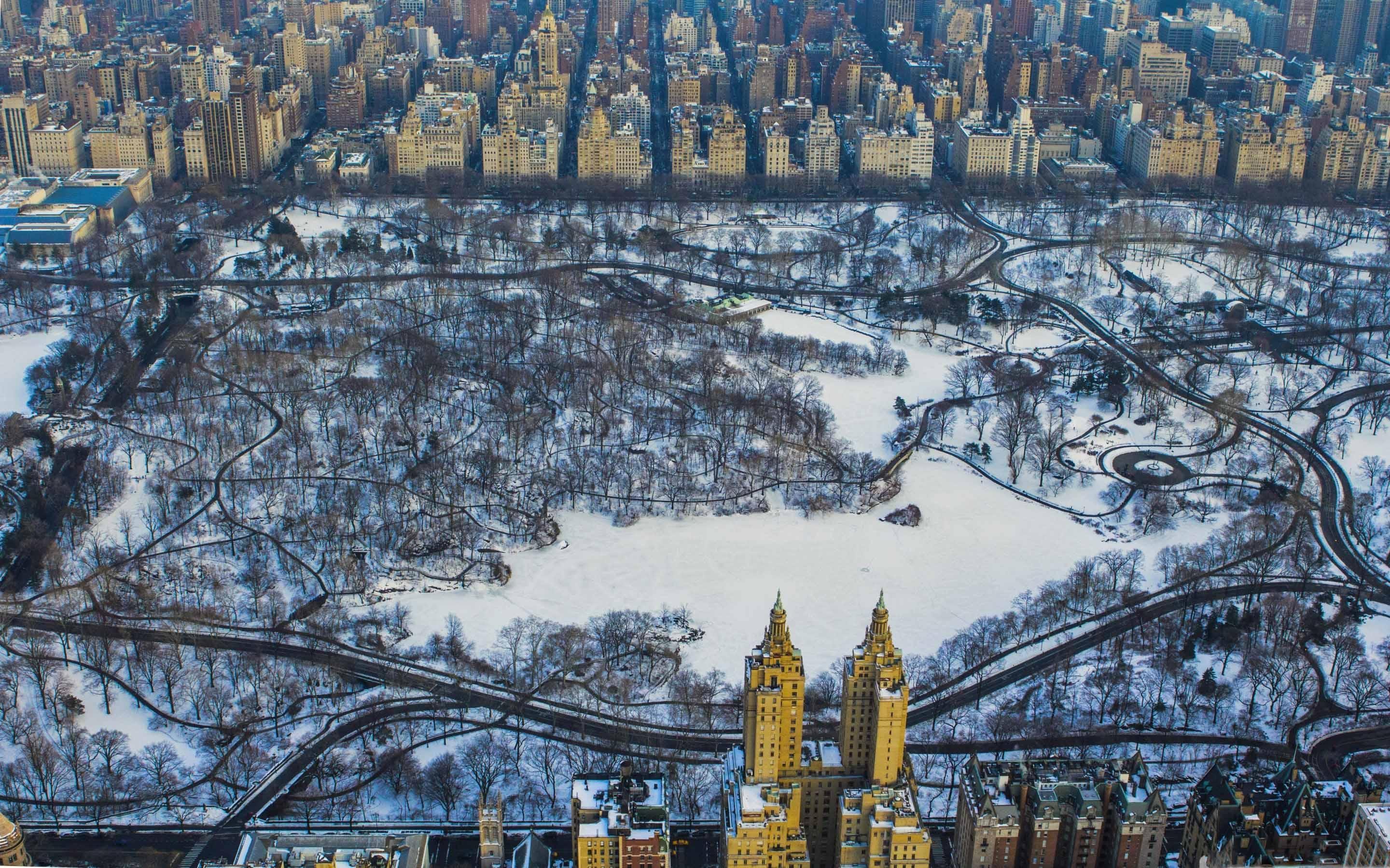 Central Park Winter Aerial Mac Wallpaper Download