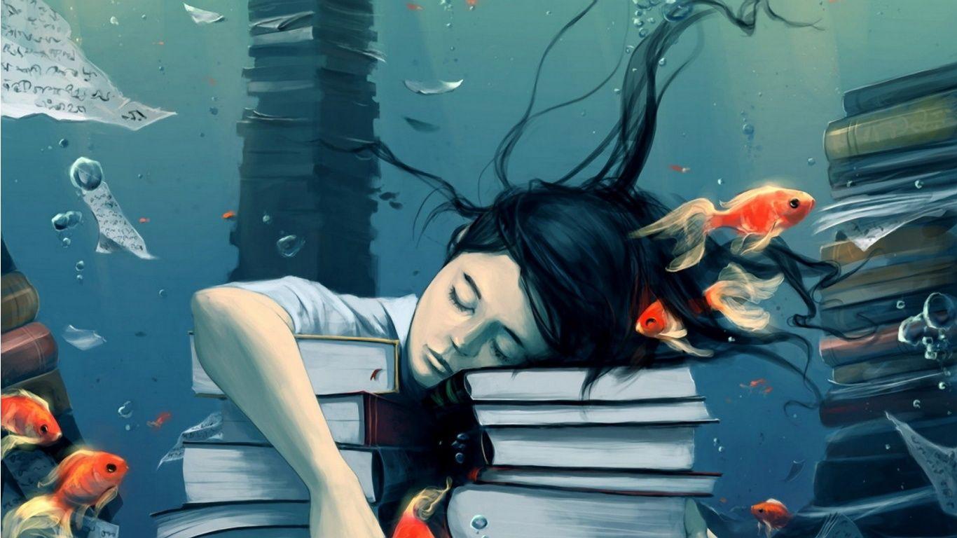 Wallpaper Girl Fantasy Dream Dreams Peace Books Studies