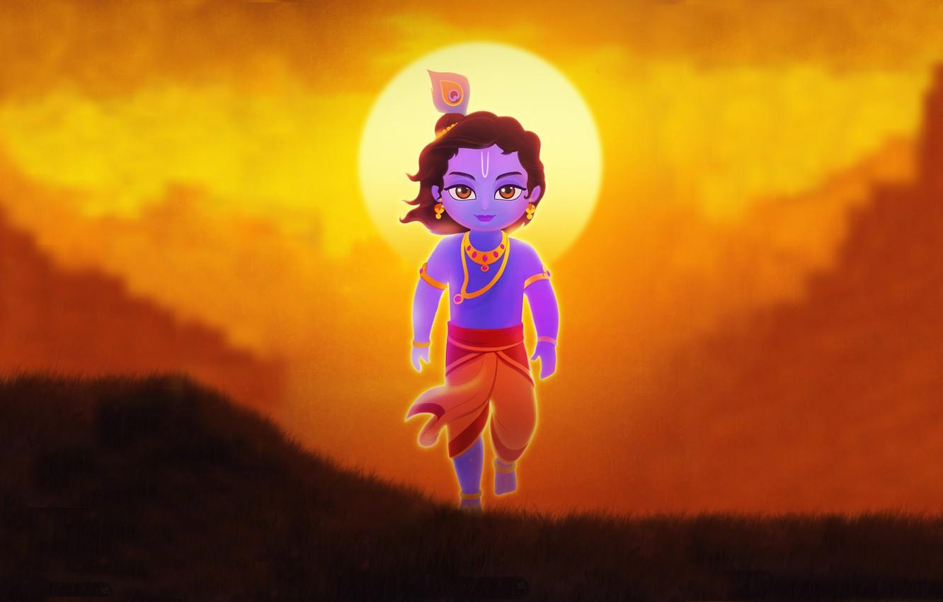 Wallpaper look, sunset, Gopal, Little Krishna image