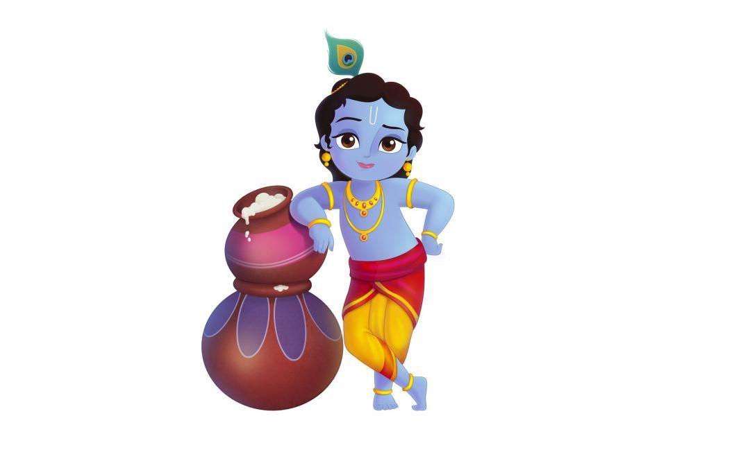 Little Krishna Cartoon Full HD Wallpaper