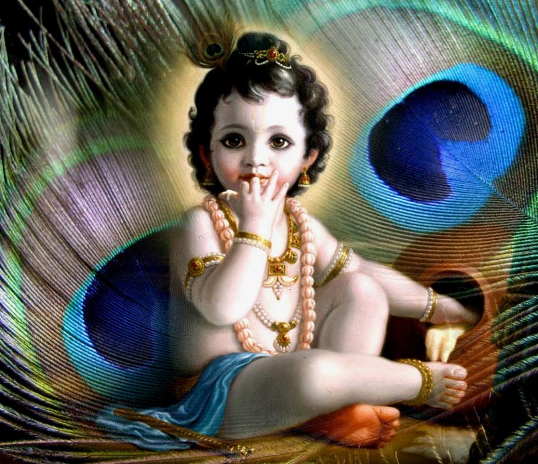 Baby Krishna 3D Wallpaper