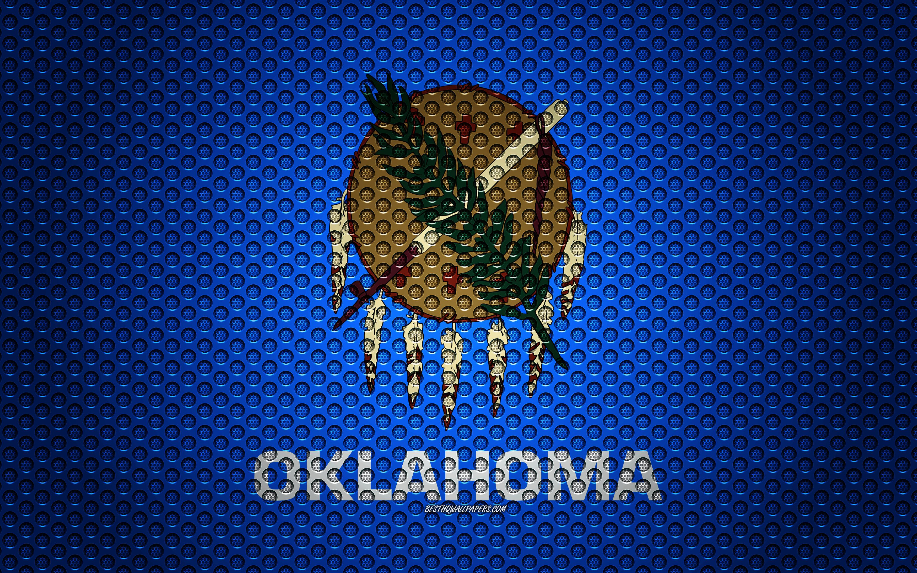 Download wallpaper Flag of Oklahoma, 4k, American state