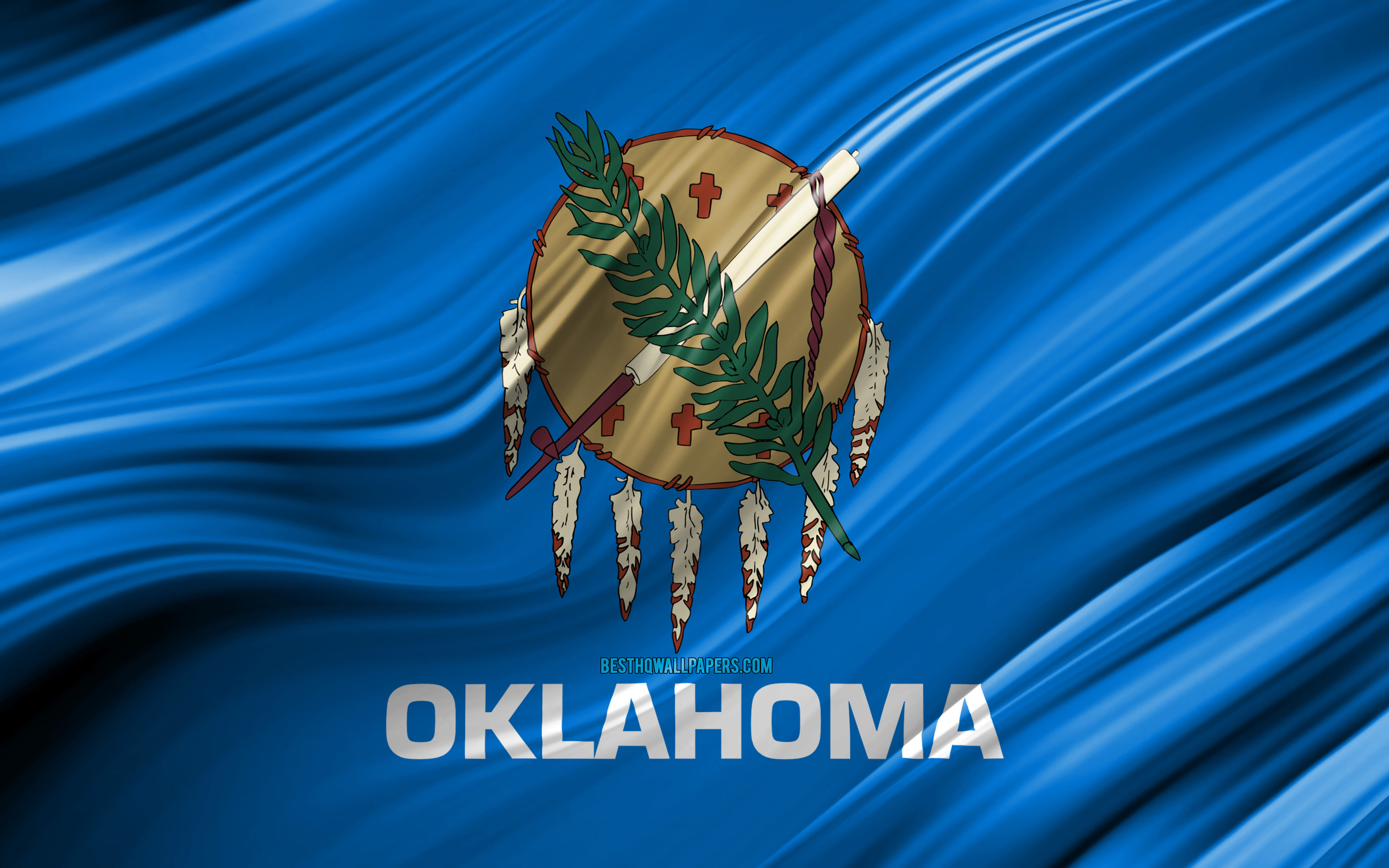 Download wallpaper 4k, Oklahoma flag, american states, 3D