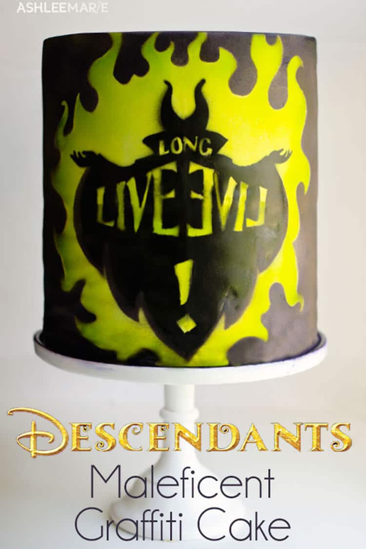 Disney Descendants Long Live Evil Graffiti cake tutorial