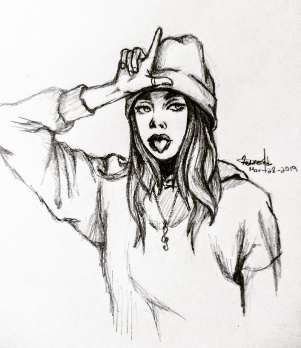 I had fun drawing Billie Eilish : r/drawing