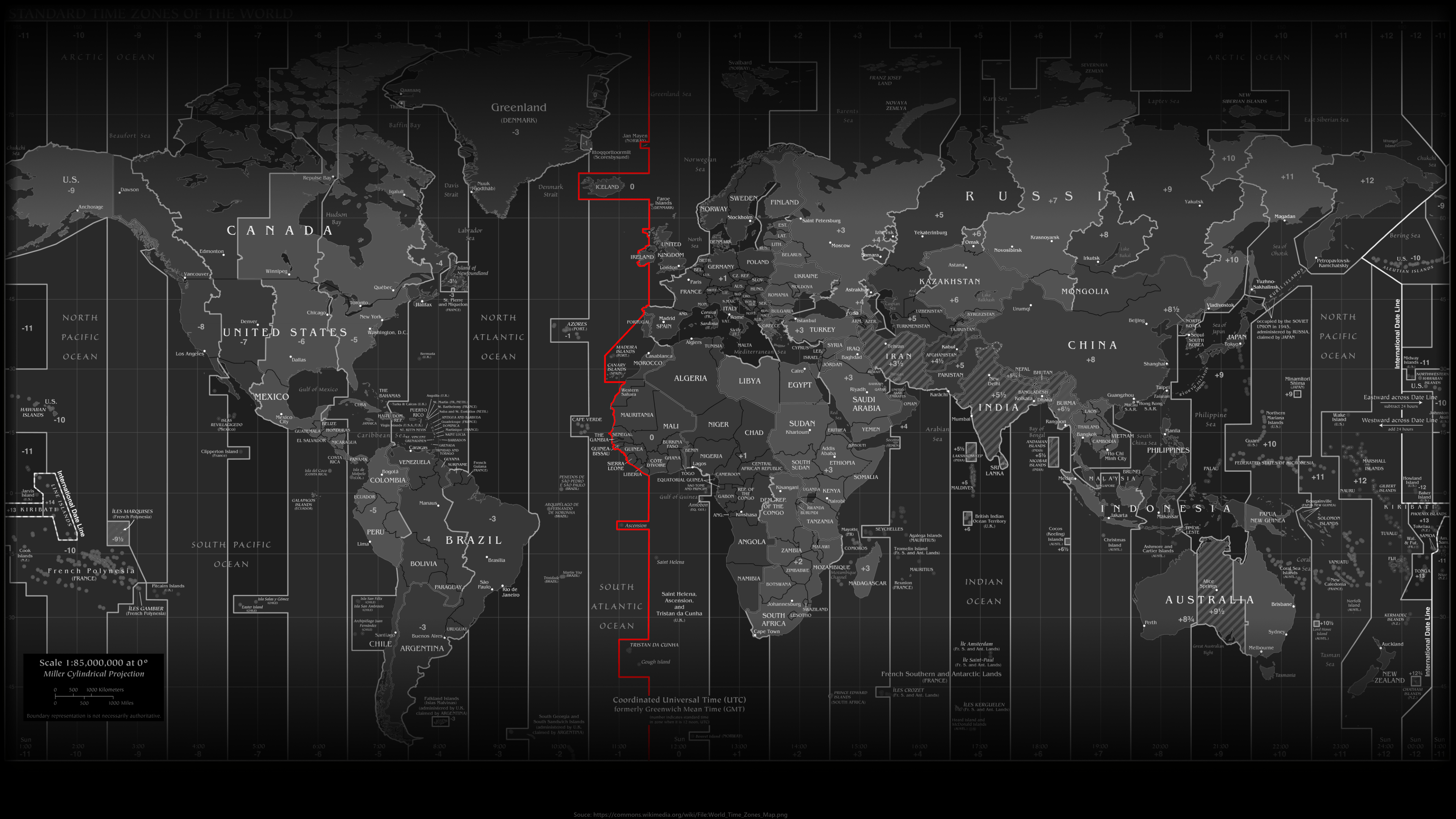 World Time Zones Map 2016 16:9 (PNG) /r
