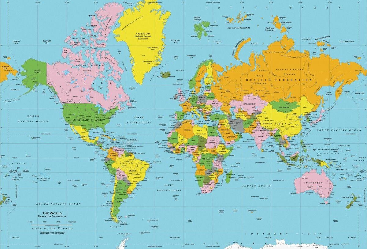 Niki. World map wallpaper, World political