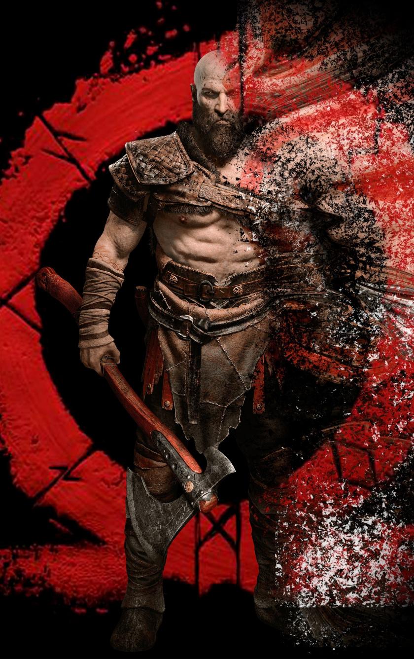 Download 840x1336 wallpaper kratos, warrior, digital art