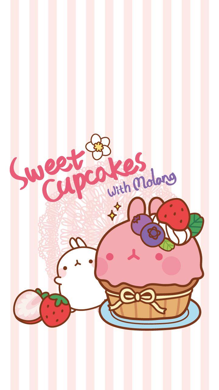 Sweet Cupcakes with Molang. Kawaii drawings