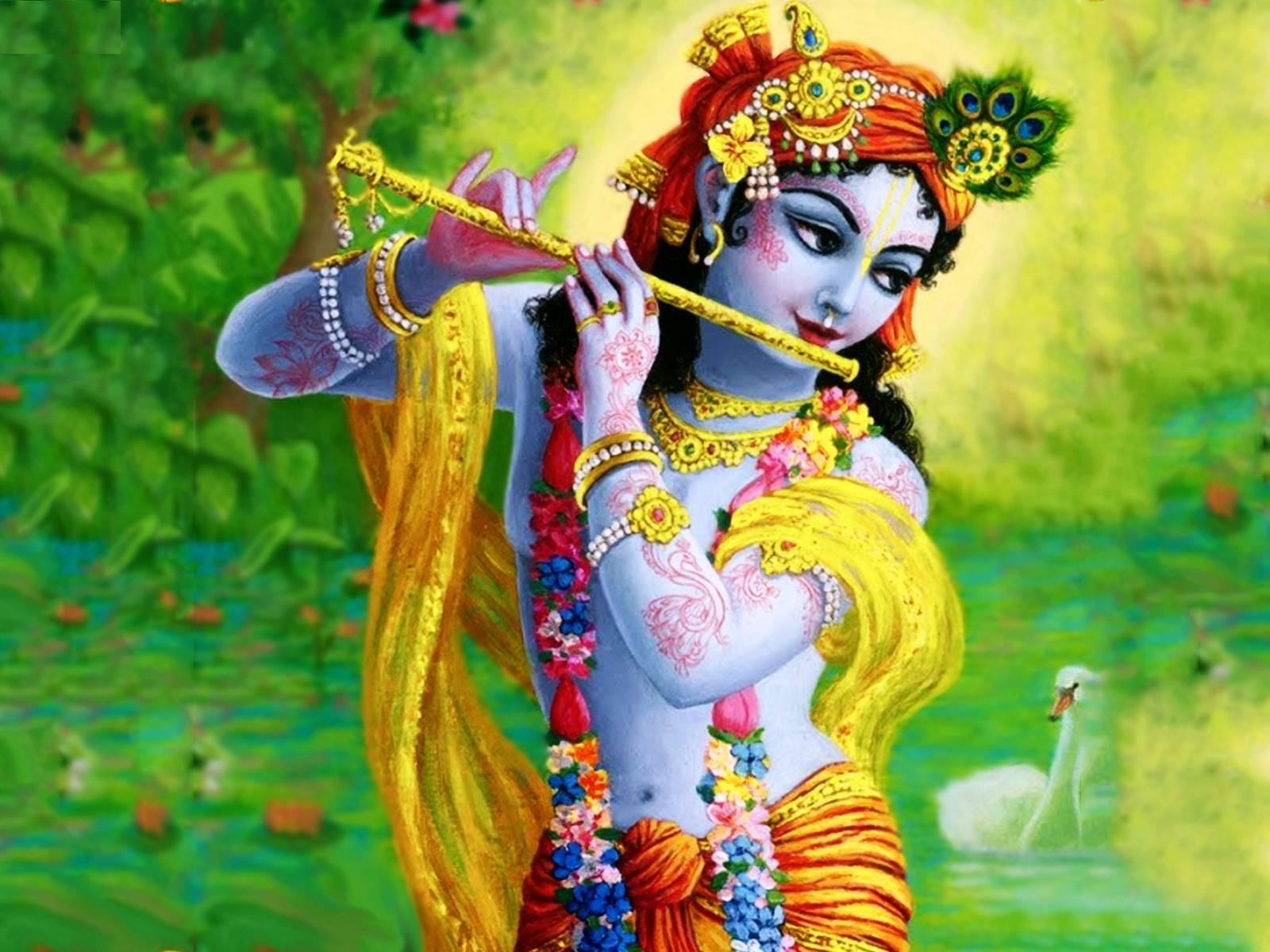 Krishna With Flute Wallpaper