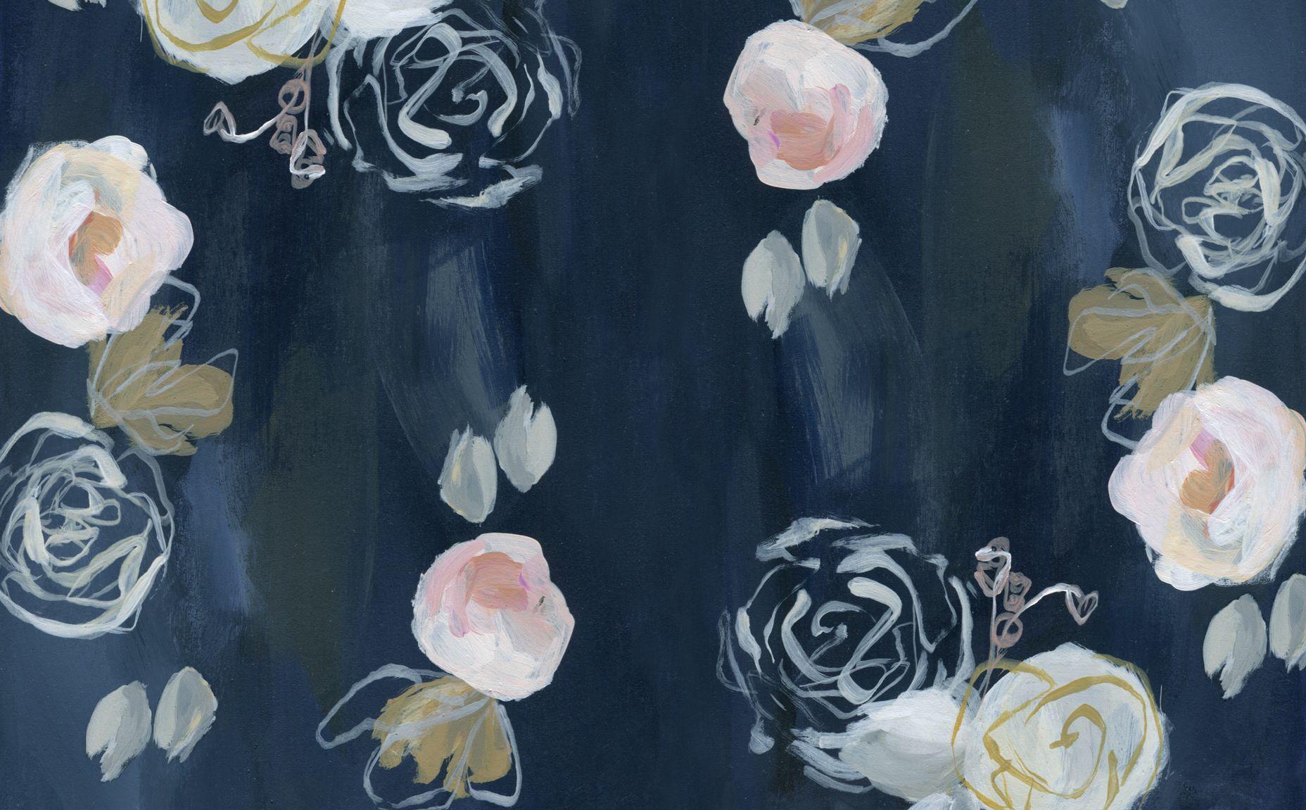 Blue Florals #desktop #wallpaper. Pretty wallpaper