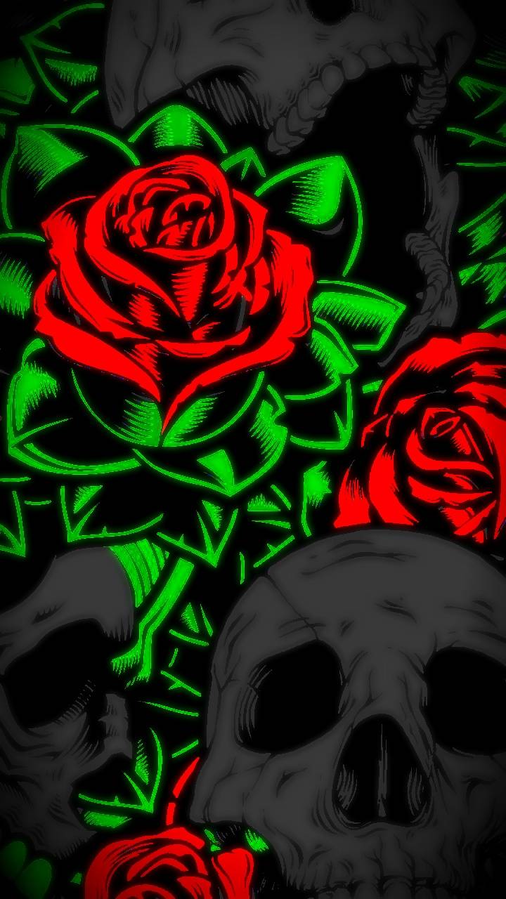 Rose skulls wallpaper