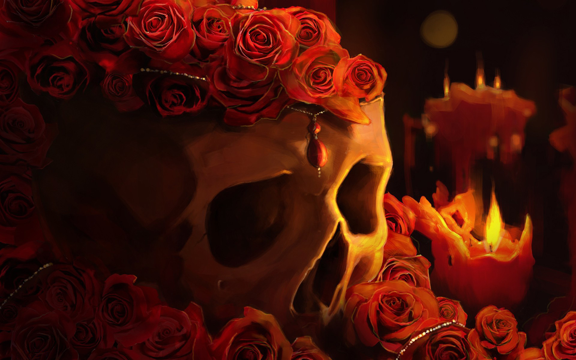 Red Roses Skull.