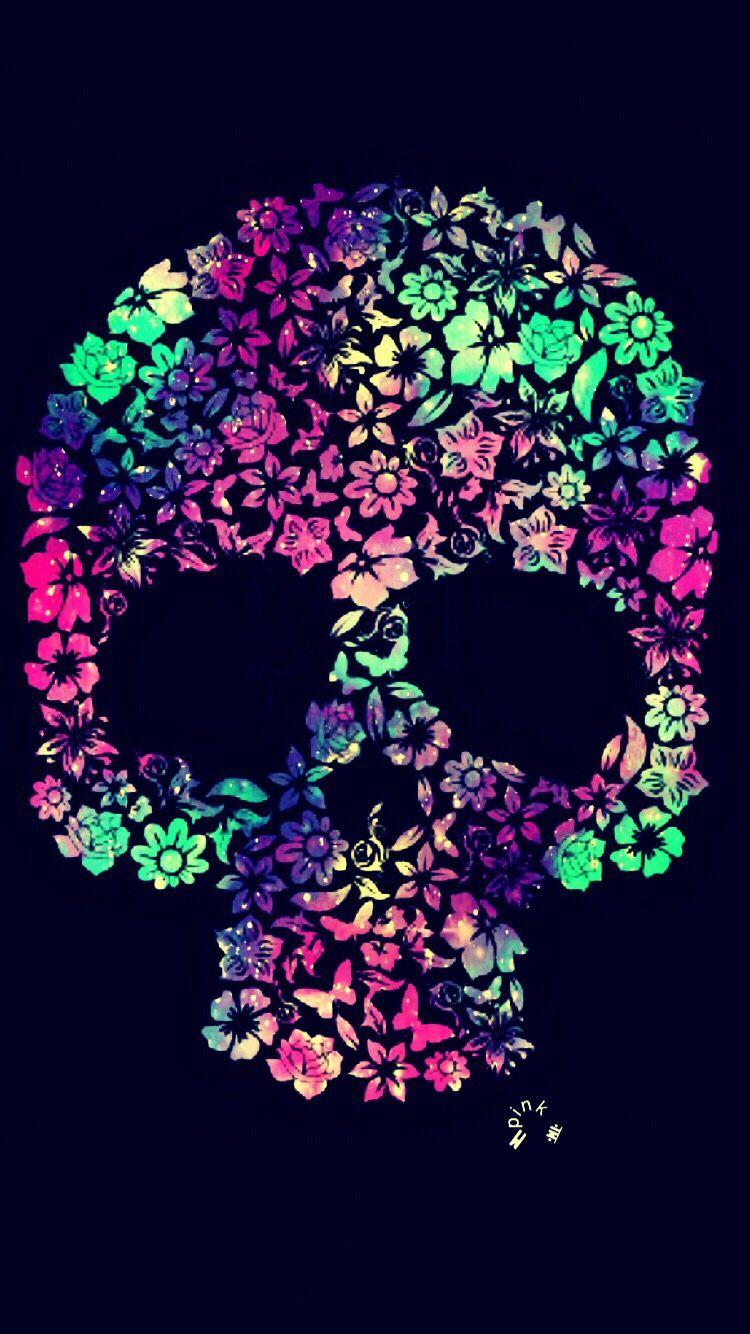 Skull and Flower Wallpaper