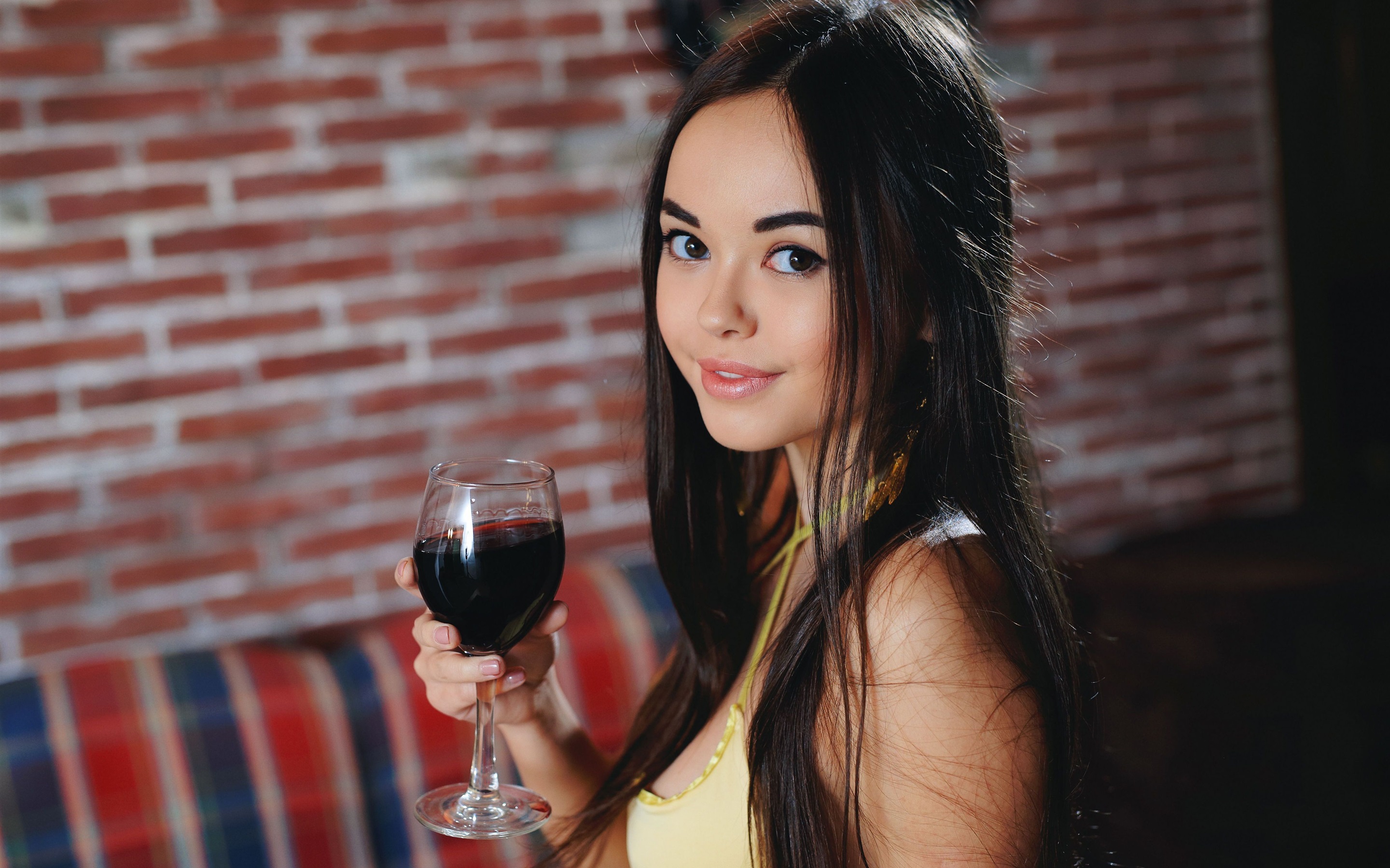 Beautiful Asian Girl, Wine 1125x2436 IPhone XS X Wallpaper