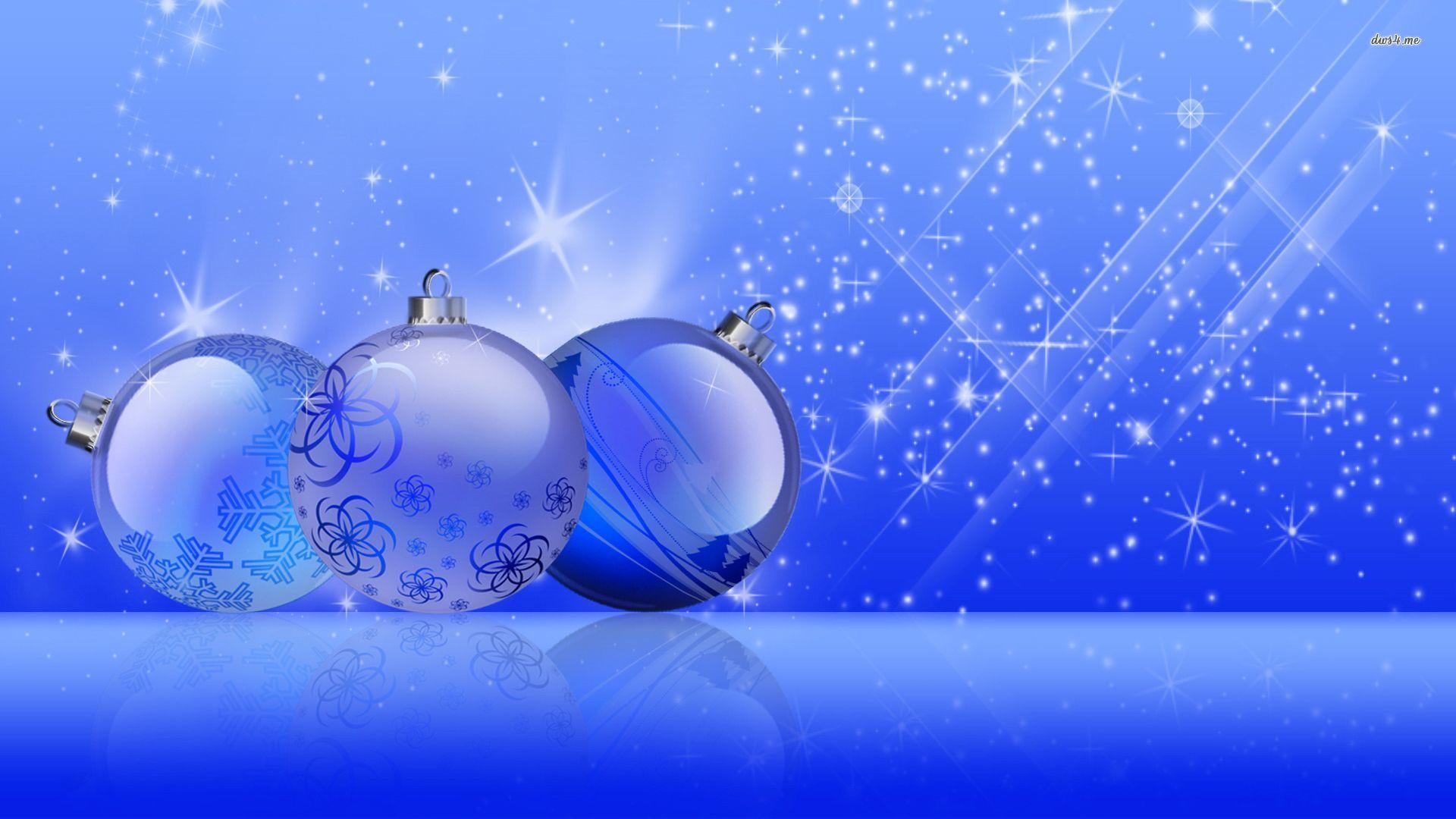 Beautiful blue baubles on Christmas Eve wallpaper