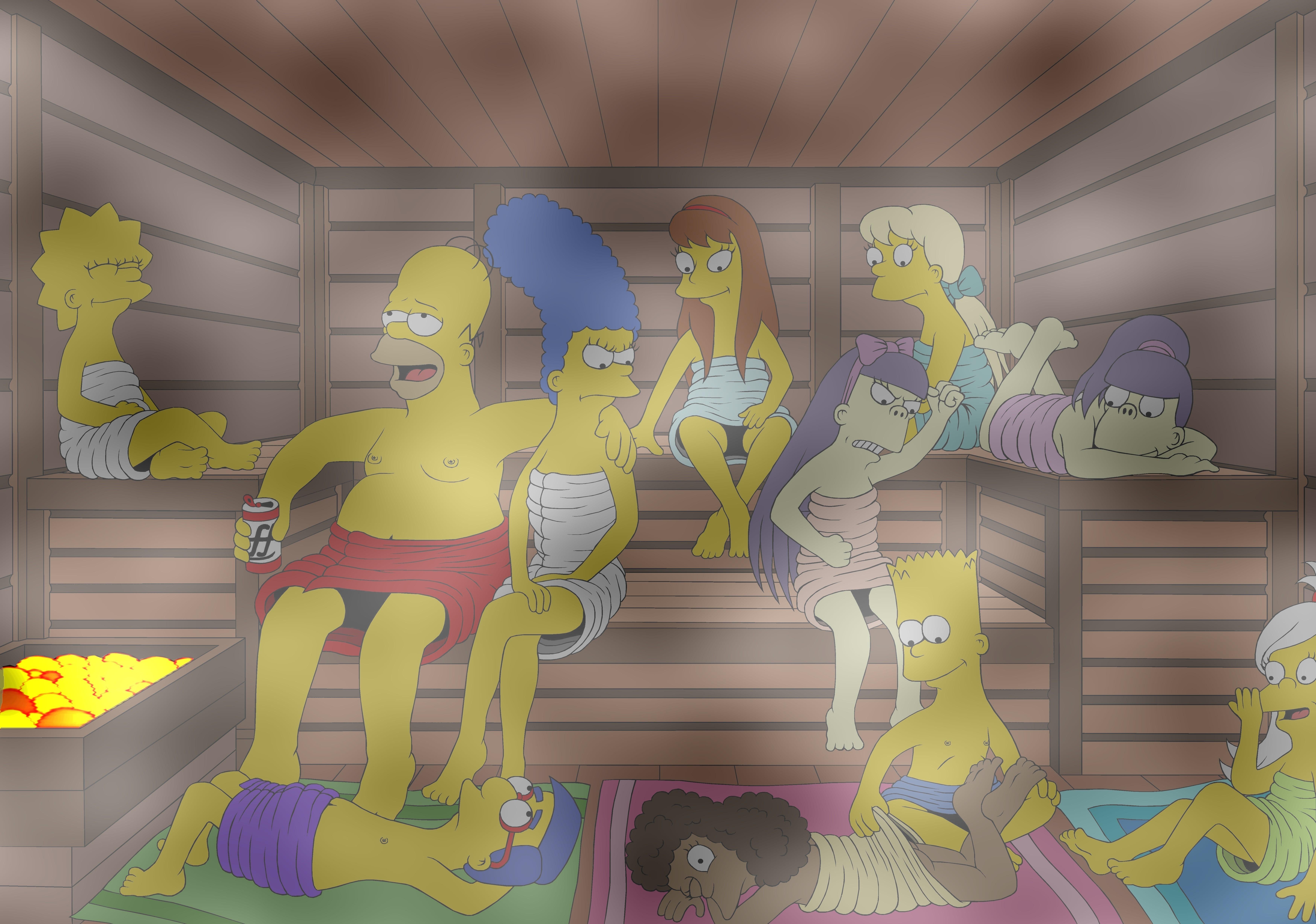 Steam homer simpson the simpsons sauna bart simpson lisa