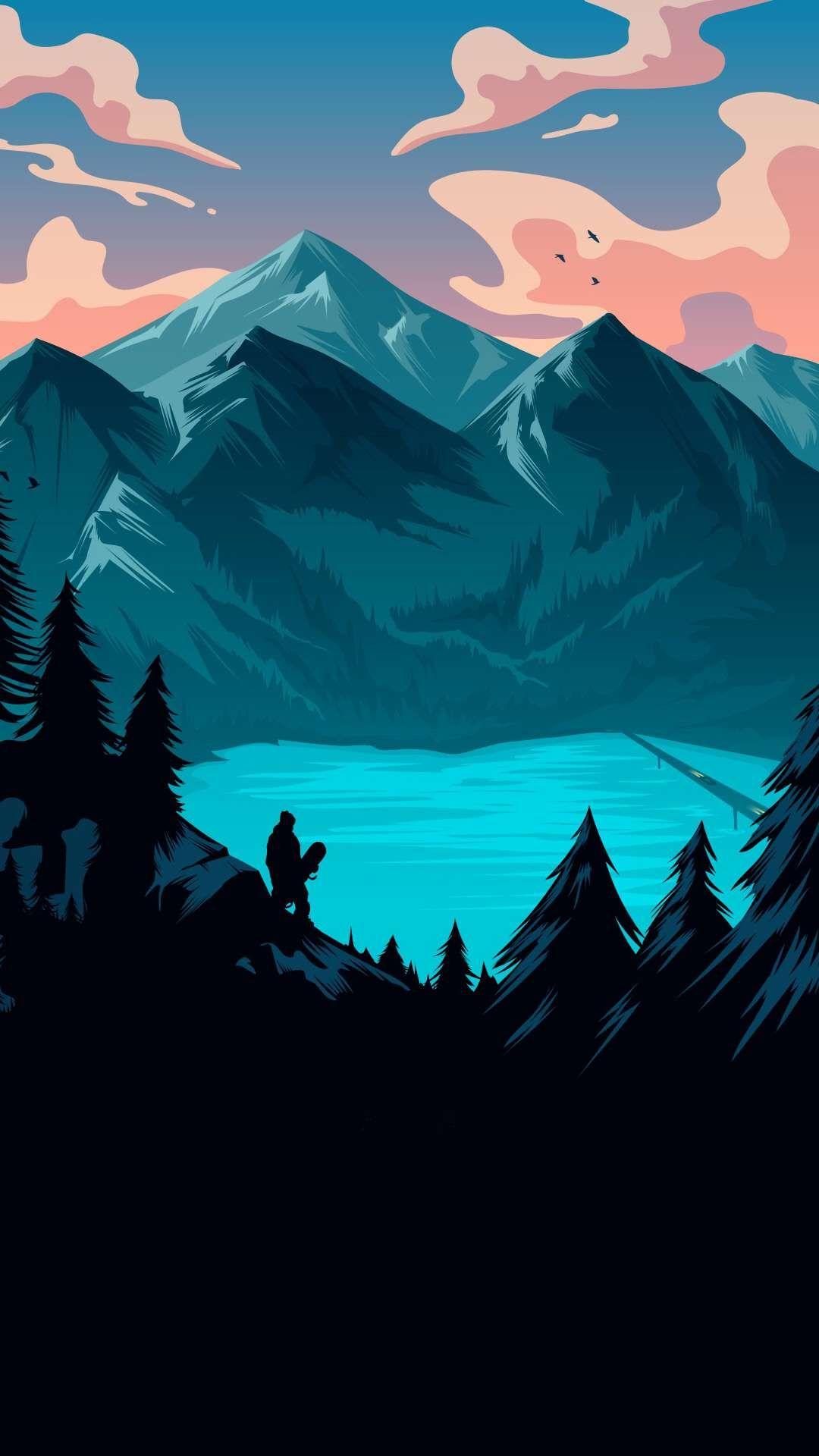 Blue Lake scenery Canada iPhone Wallpaper. Good phone background, Landscape illustration, Landscape wallpaper