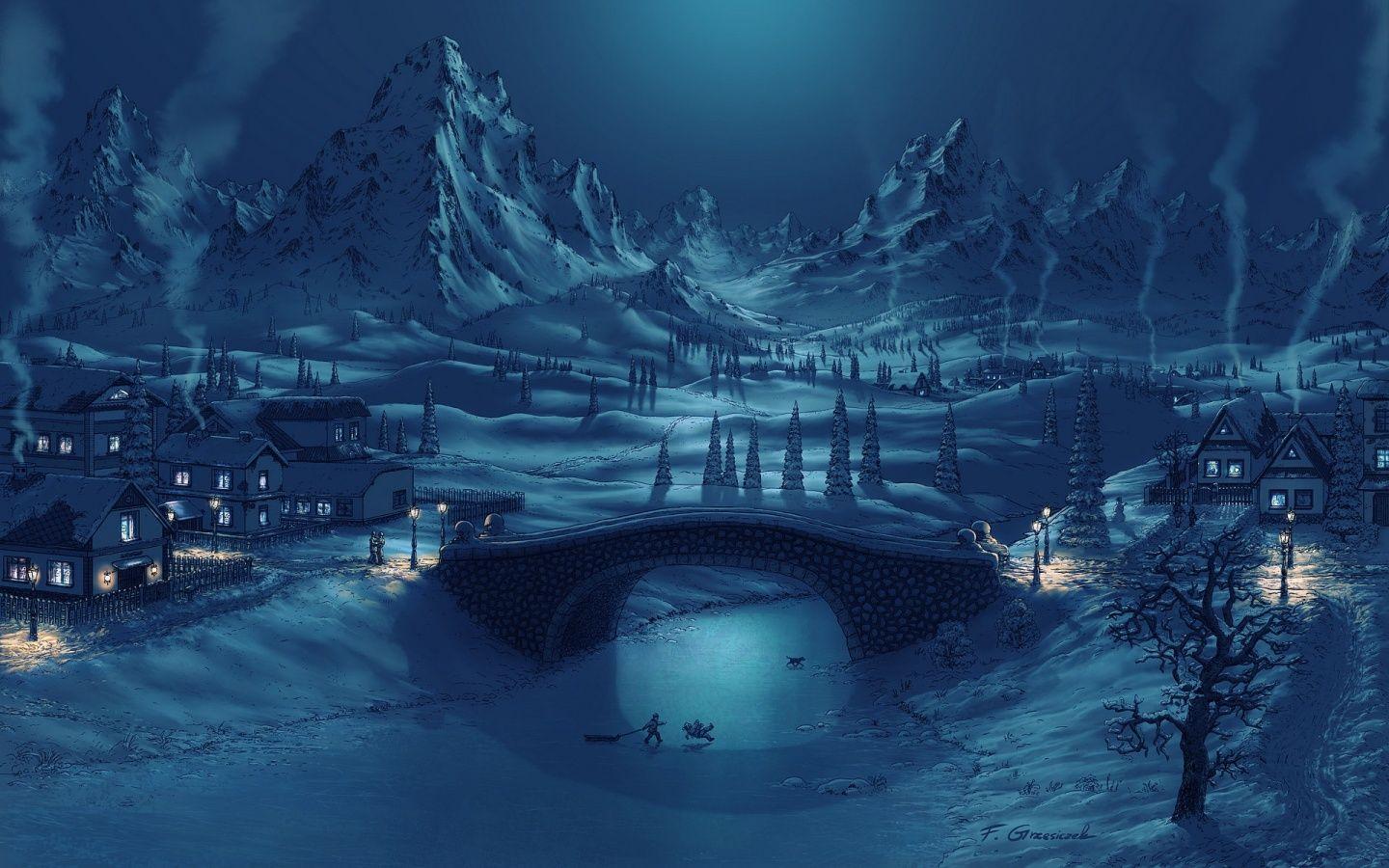 Winter Themes Image Wonderland At Night