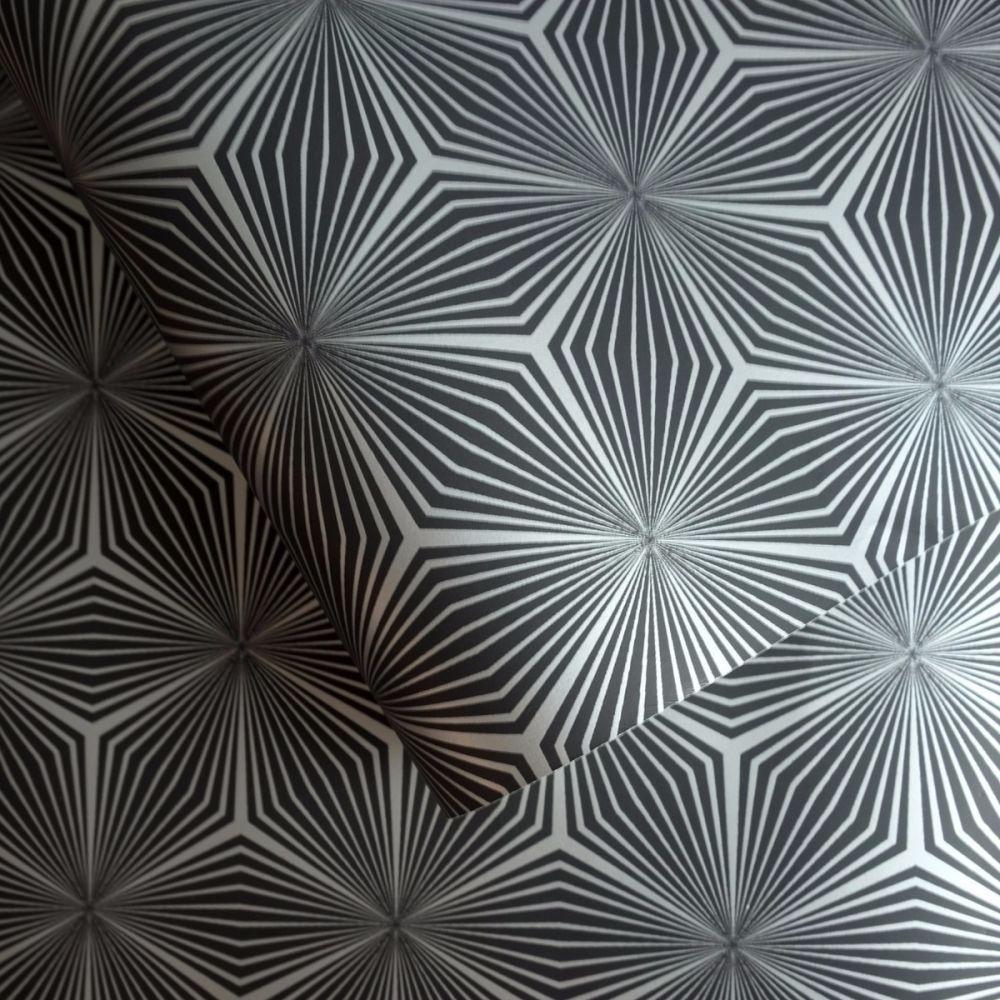 Geometric Star Wallpaper Silver / Black Holden 12616